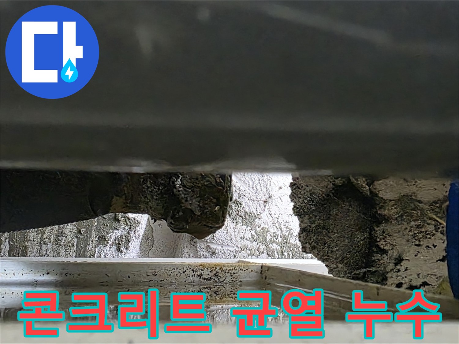 노원구 중계2동 라이프청구신동아 아파트 누수 - 콘크리트 균열 사이로 물이 새는 모습입니다 - 누수탐지 전문가가 원인을 분석합니다.