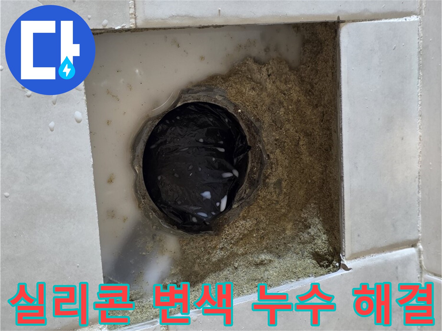 과천 문원동 욕실 하수구 주변 실리콘 변색 누수 - 변색된 실리콘 틈새, 깔끔한 교체로 누수 해결