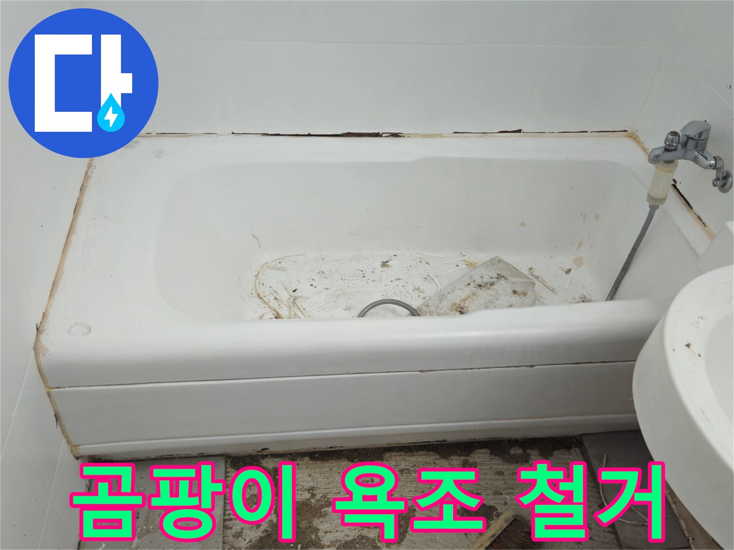남양주 화도읍 두산아파트 - 곰팡이로 뒤덮인 욕조 철거 전 모습