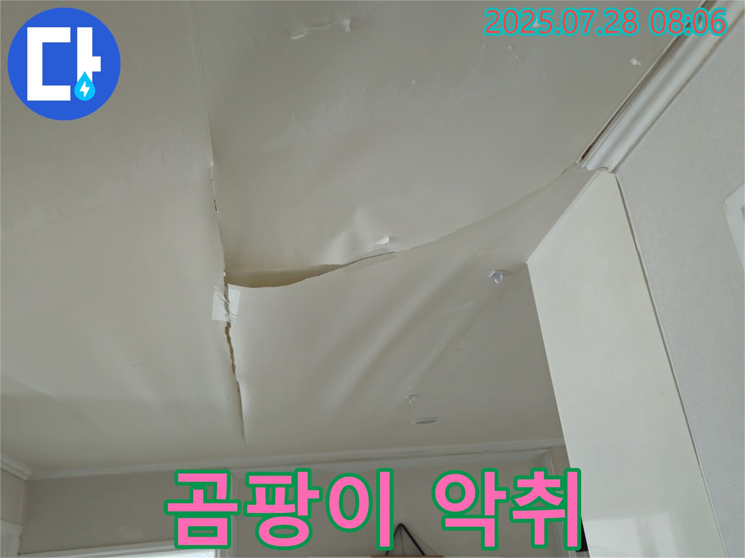 화도읍 두산아파트 누수 - 부풀어 오른 천장, 곰팡이 서식 및 악취 발생