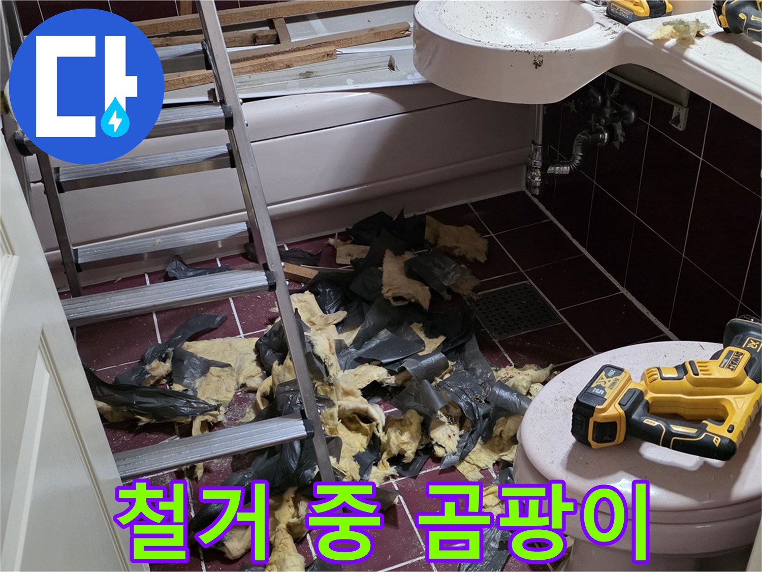 화도읍 두산아파트 욕실 철거 중 드러난 곰팡이 - 누수의 흔적, 완벽 제거