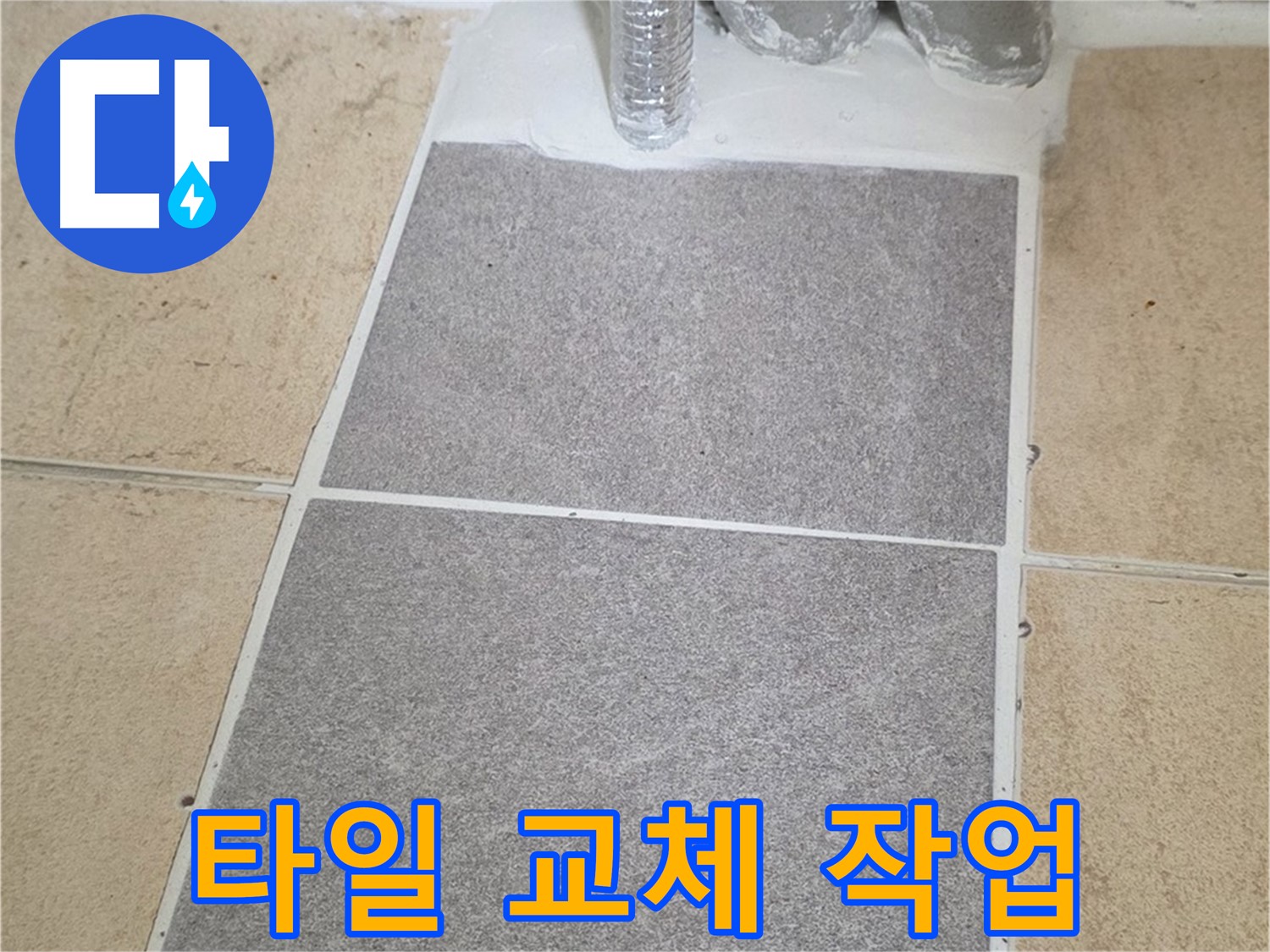 양주 삼숭동 자이아파트 욕실 타일 교체 중 - 누수 해결을 위한 꼼꼼한 작업 진행