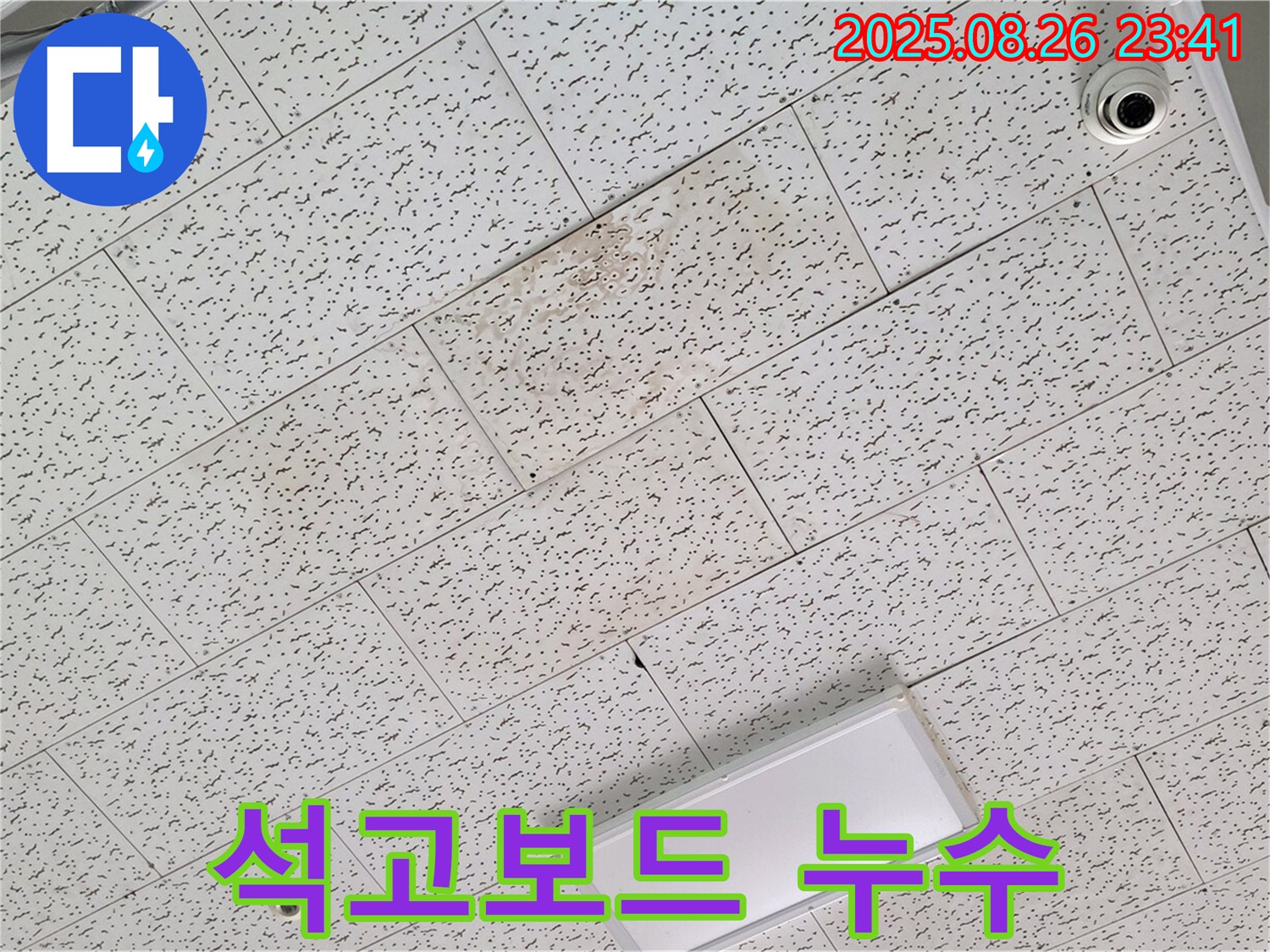 김포 하성면 봉성로 건물 천장 누수 - 석고보드 변색 및 처짐 현상