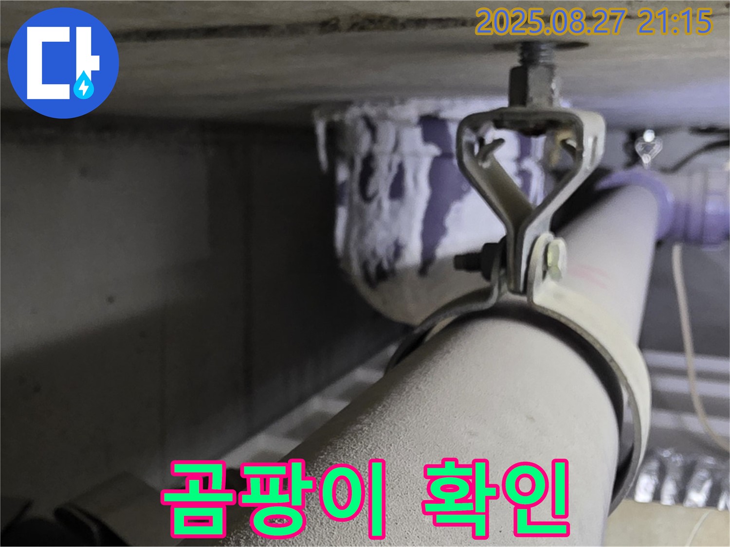 분당 운중동 산운마을 아파트 천장 배관 - 연결 부위 주변에 곰팡이가 있는지 확인하고 곰팡이 제거 방법 안내 - 건강을 위해 확인하세요.