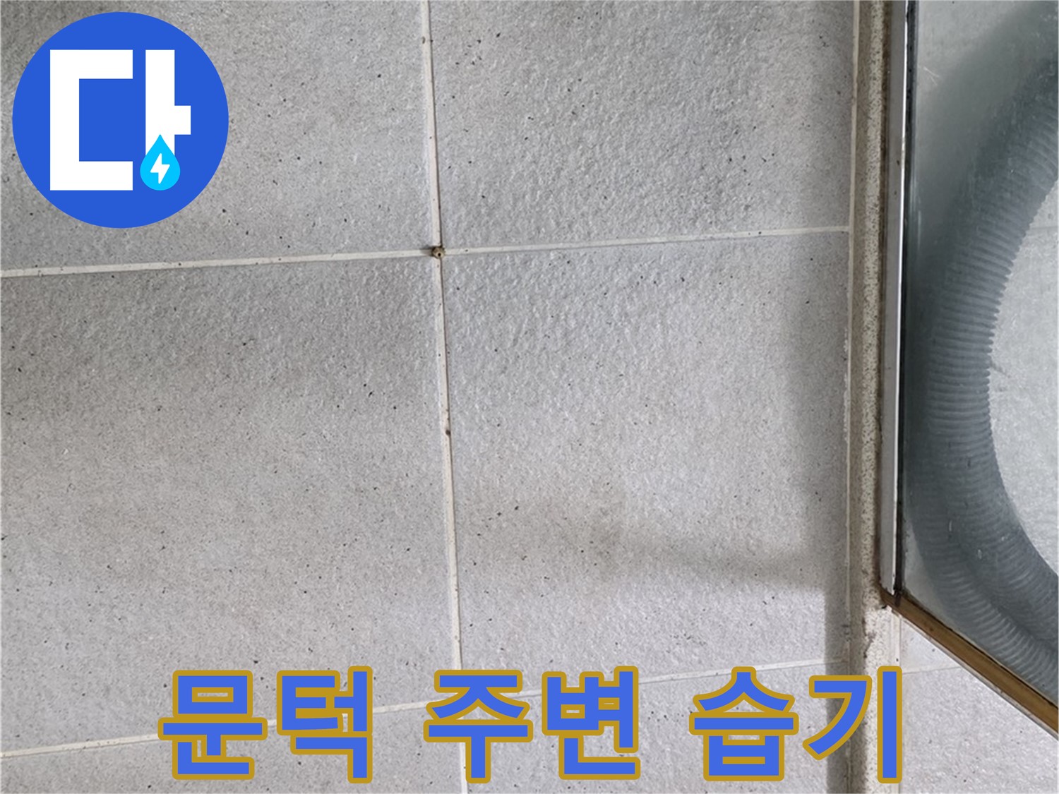분당 운중동 욕실 문턱 주변 타일 틈새 습기 누적 - 습기가 지속적으로 쌓여 누수를 의심해 볼 수 있습니다.