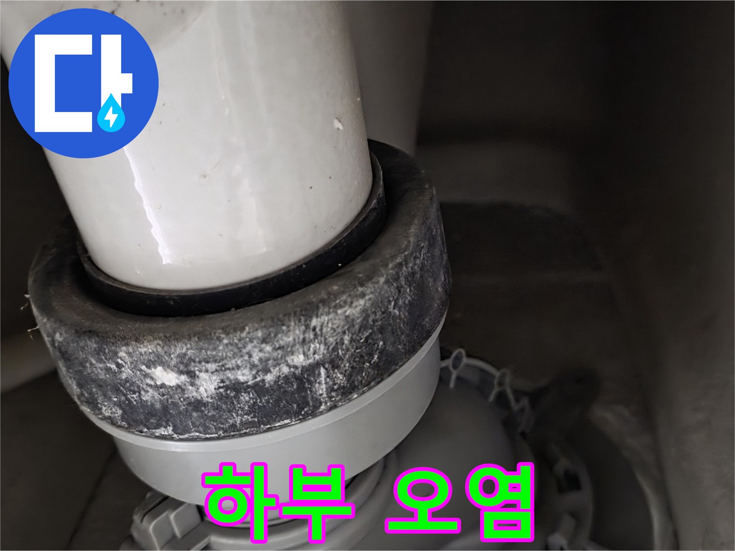 성남시 분당구 운중동 산운로 변기 누수 - 변기 하부 오염 상태를 클로즈업