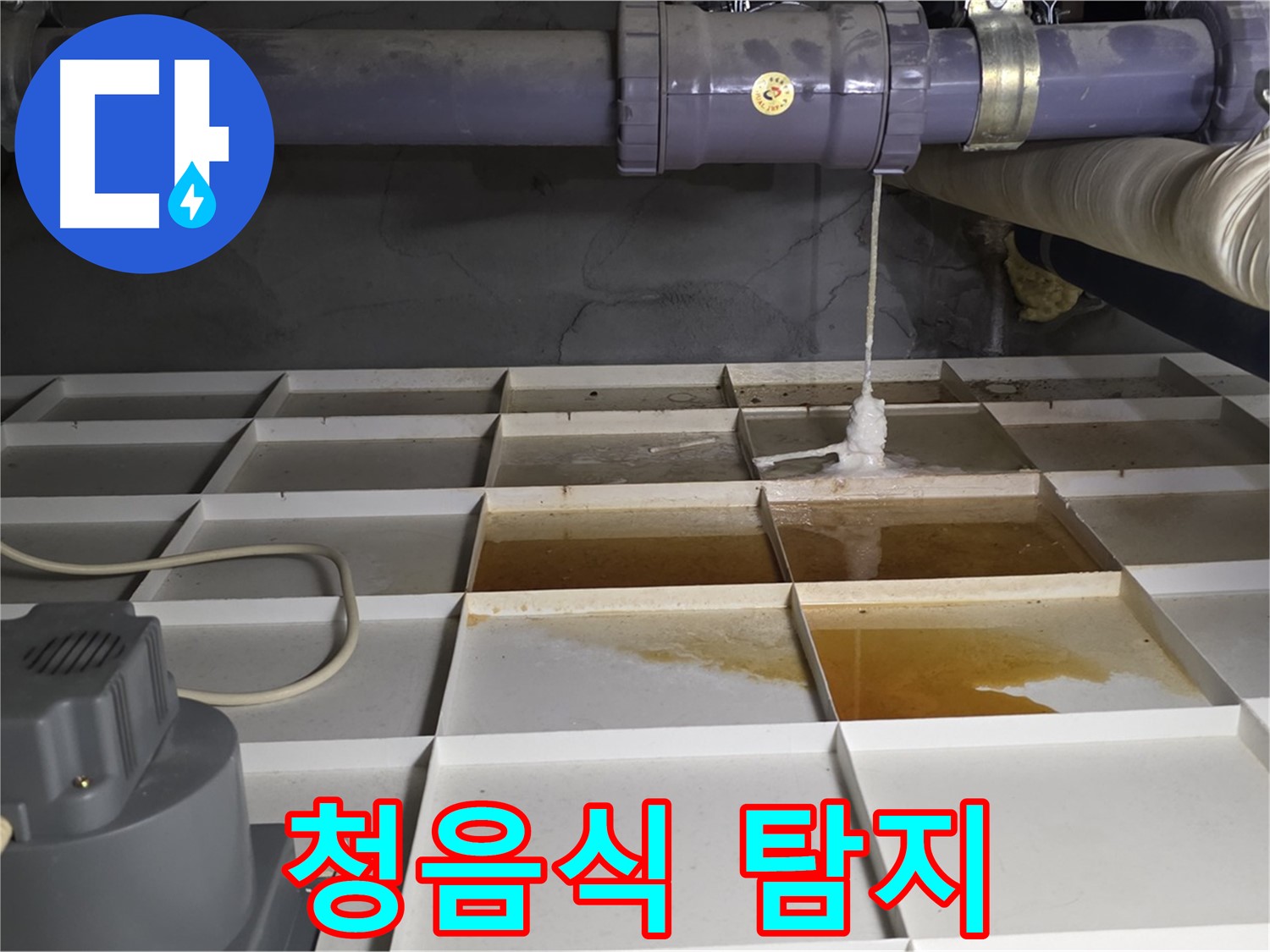 운중동 산운마을 6단지 누수 발생 지점 주변 청음식 누수 탐지 모습 - 소리에 귀 기울입니다.