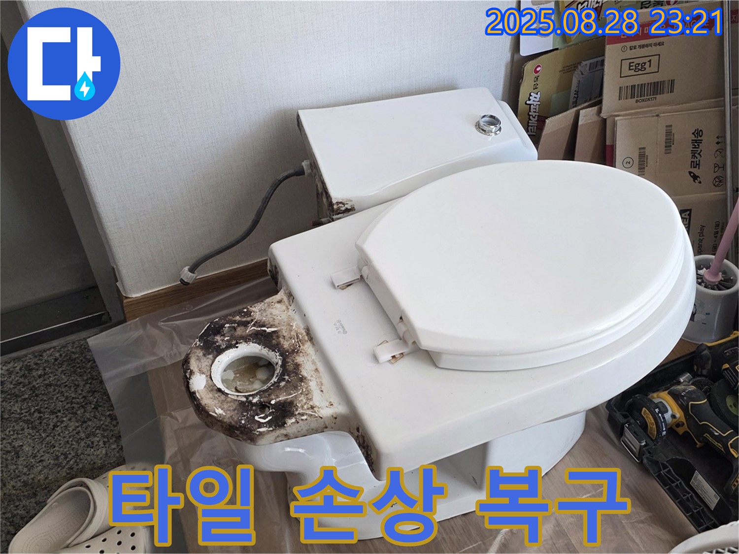 변기 누수 - 묵동 변기 주변 타일 손상 복구 시공까지 완벽하게