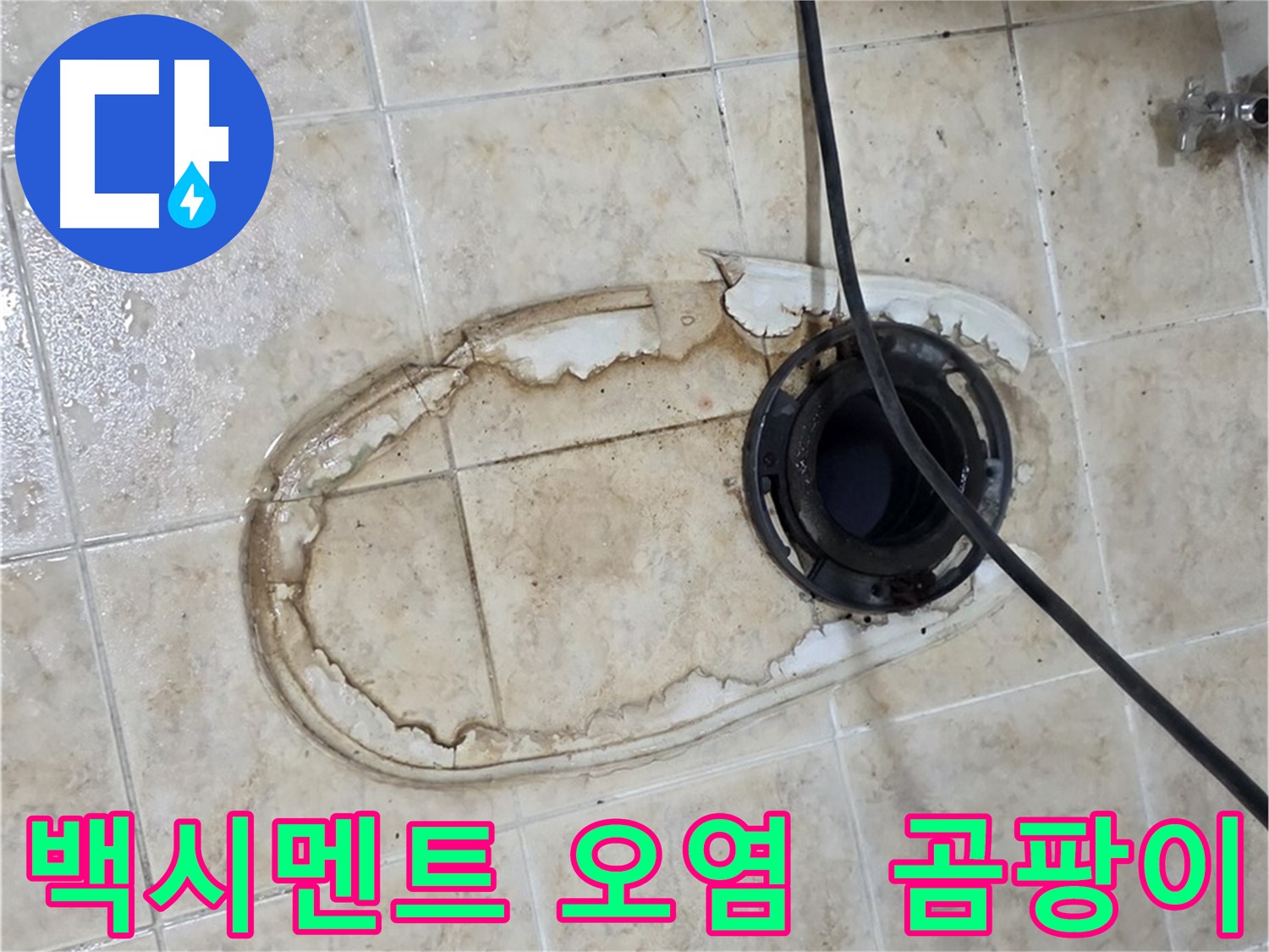 변기 누수 - 백시멘트 오염 - 곰팡이 슬었음