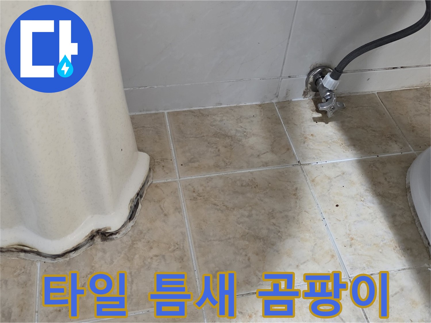 세면대 주변 타일 틈새 곰팡이 - 세면대 주변 타일 틈새에 곰팡이가 핀 모습입니다 - 습기와의 전쟁을 선포합니다.