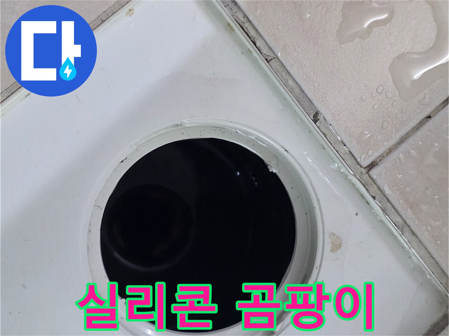 양주 백석 서광아침의빛아파트 욕실 배수구 주변 실리콘 곰팡이 - 방수 기능 상실
