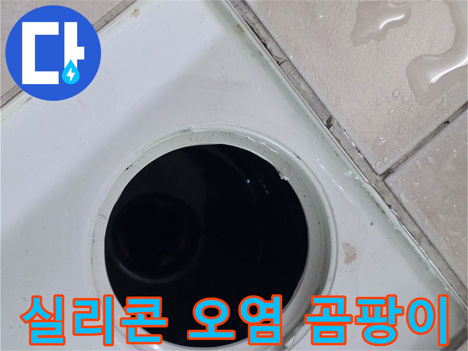 양주 백석 서광아침의빛아파트 욕실 배수구 주변 실리콘 오염 - 곰팡이 심각