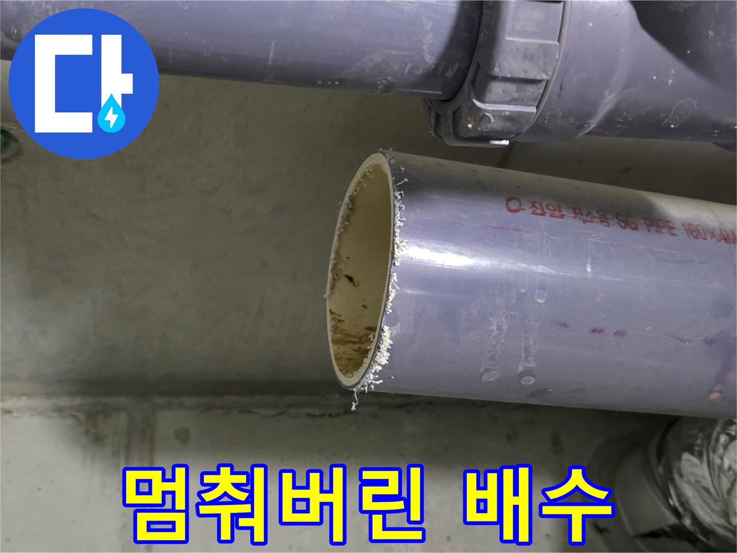 분당구 운중동 산운마을 누수 현장 - 막혀버린 배수관의 단면을 보여주는 사진 - 누수의 전조를 알립니다.