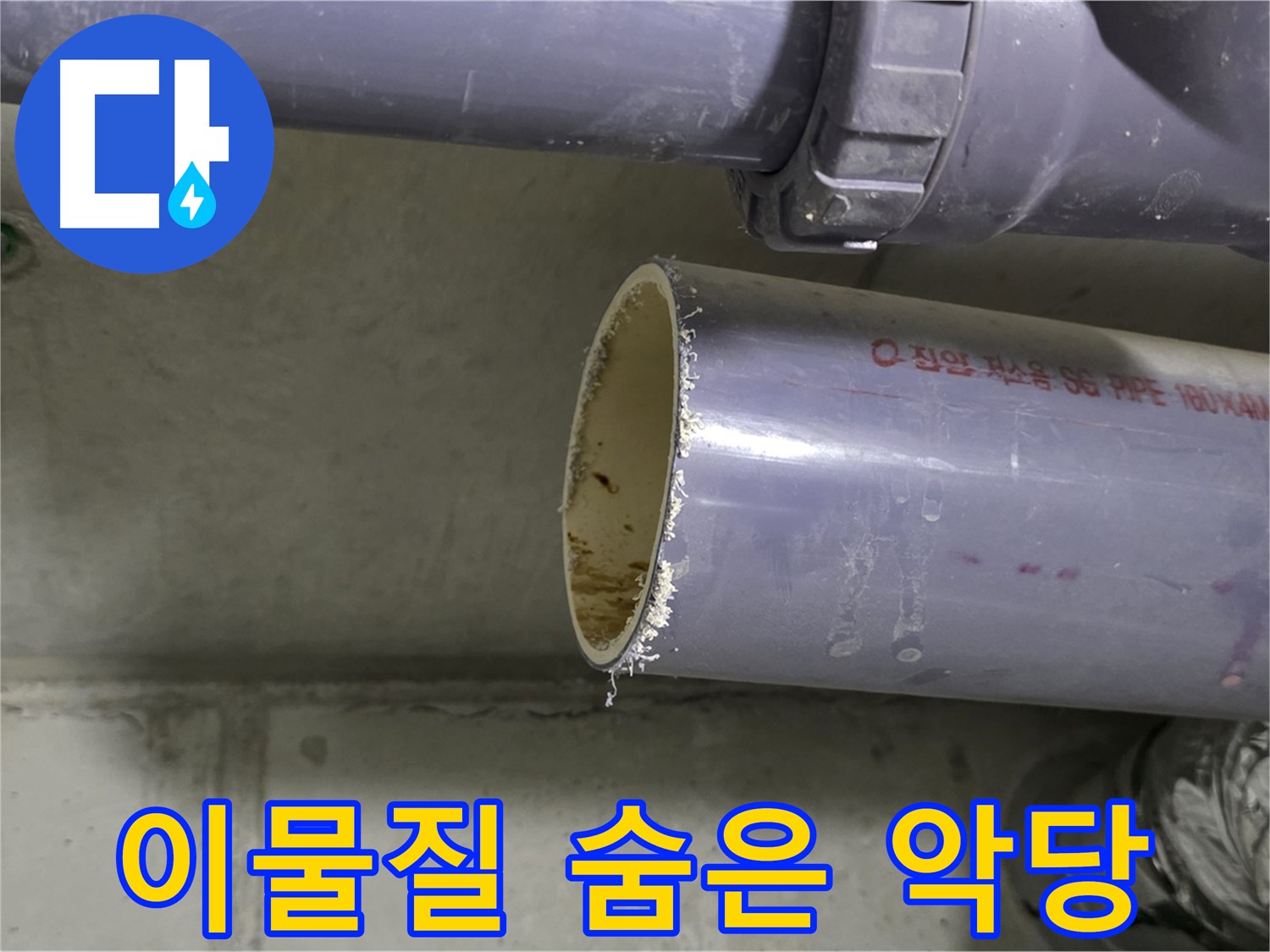 성남시 분당구 누수 현장 - 배관 속에서 나온 이물질을 보여주는 사진 - 누수의 주범을 찾아냈습니다!