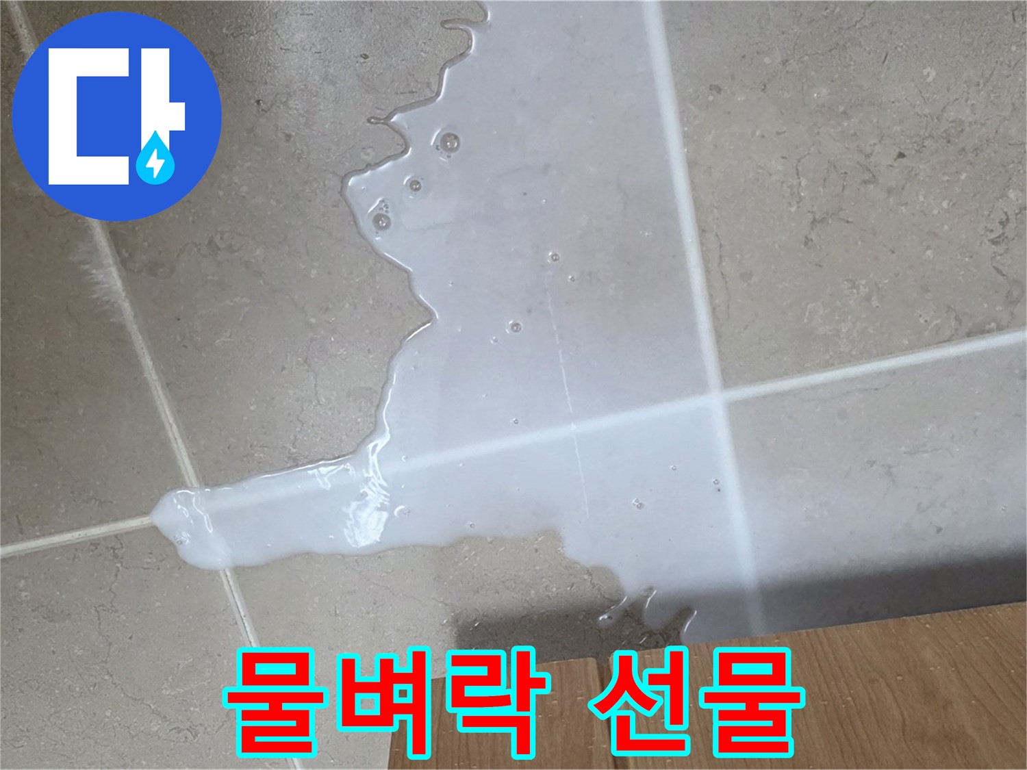 포천 일동 기산베스트빌 아파트 - 씽크대 누수로 인해 아랫집 천장에 생긴 물 자국 (가상) - 아랫집에 물벼락 선물?!