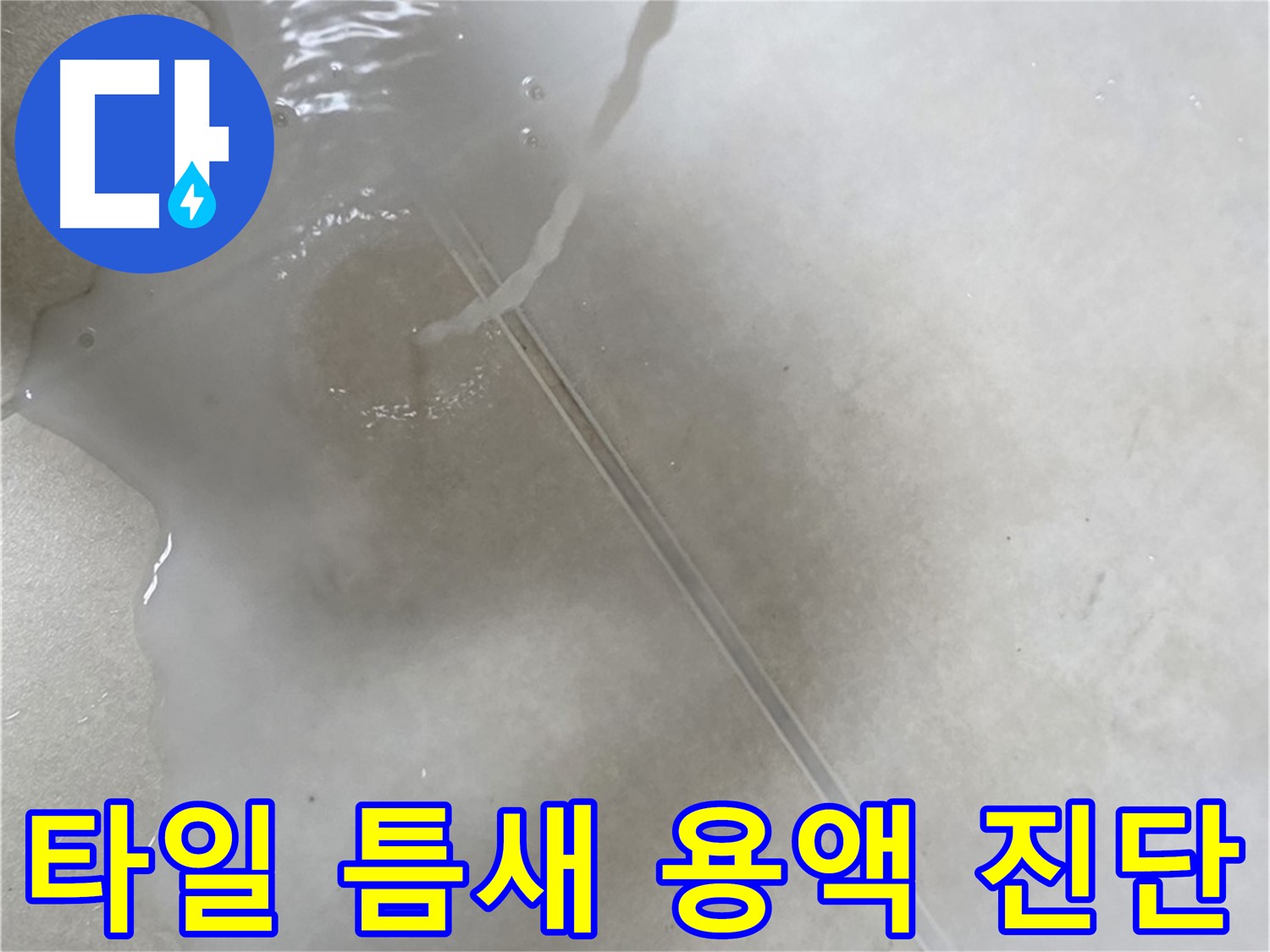 양주 옥정 율정마을 13단지 아파트 - 특수 용액으로 타일 틈새 누수를 확실하게 진단하는 모습입니다.