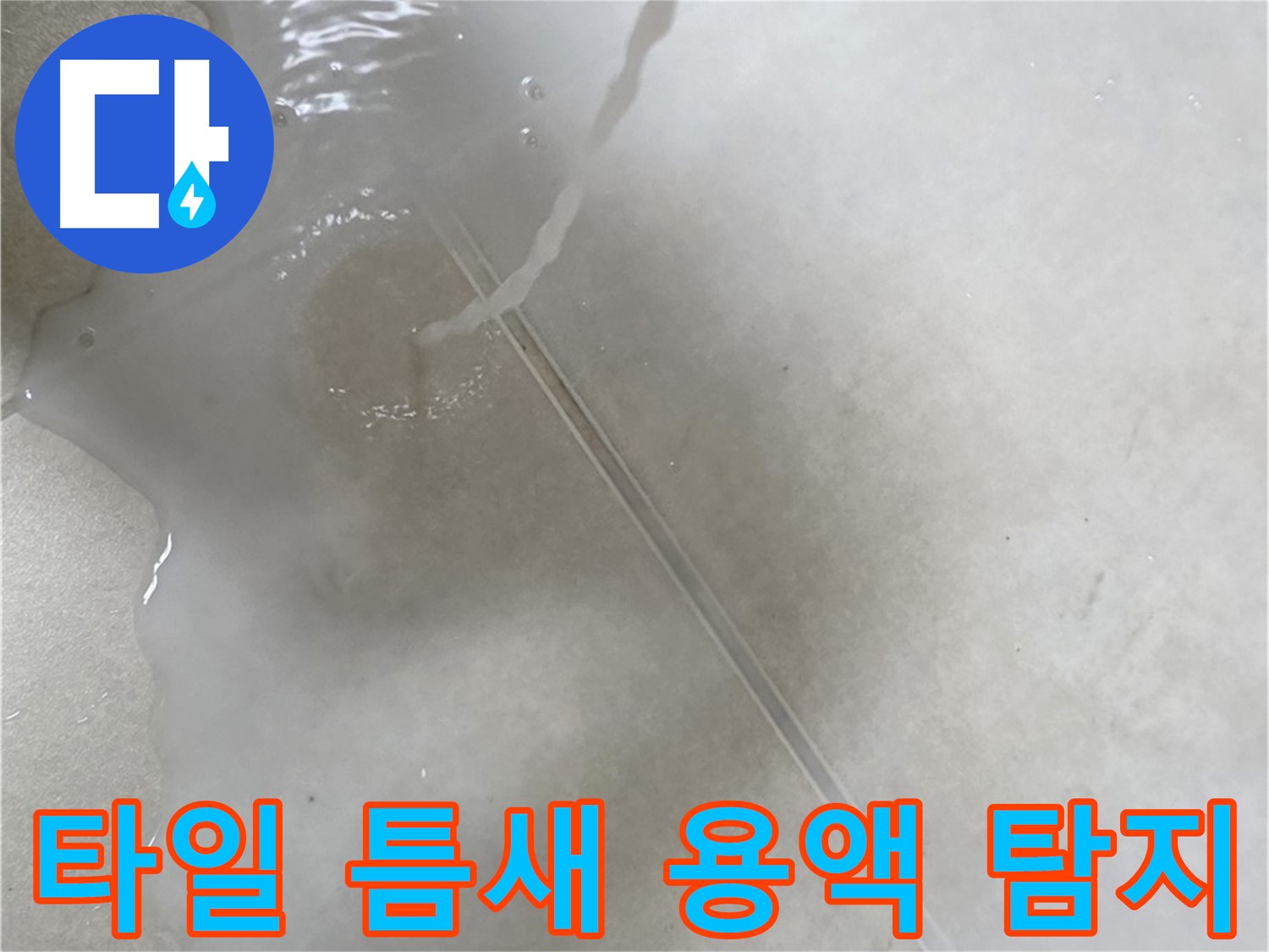 양주 옥정동 율정마을 13단지 아파트 - 특수 용액으로 타일 틈새 누수를 빈틈없이 탐지하는 모습입니다.