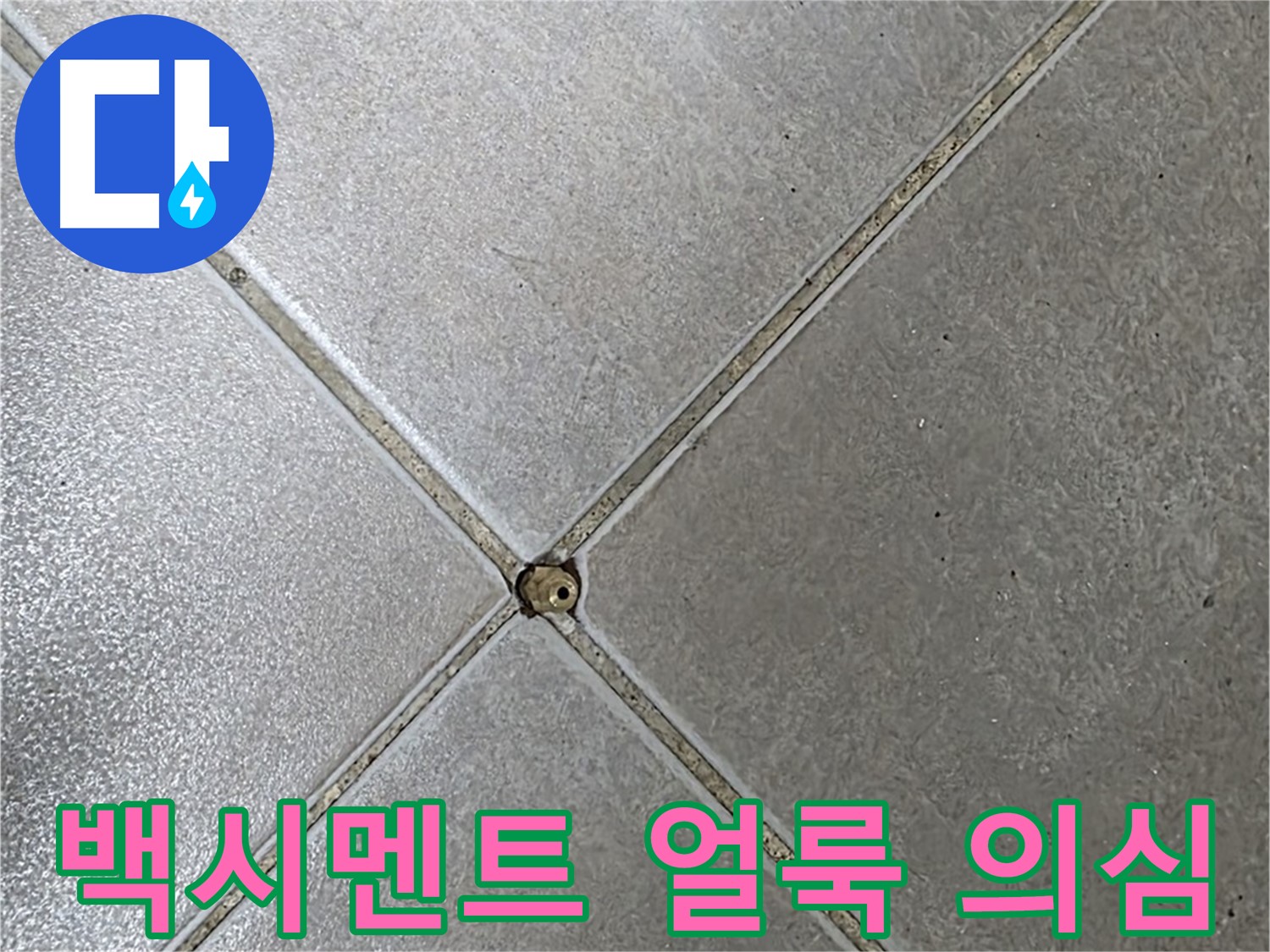 양주 율정마을 아파트 타일 틈새 백시멘트 얼룩 - 누수 의심 상황입니다.