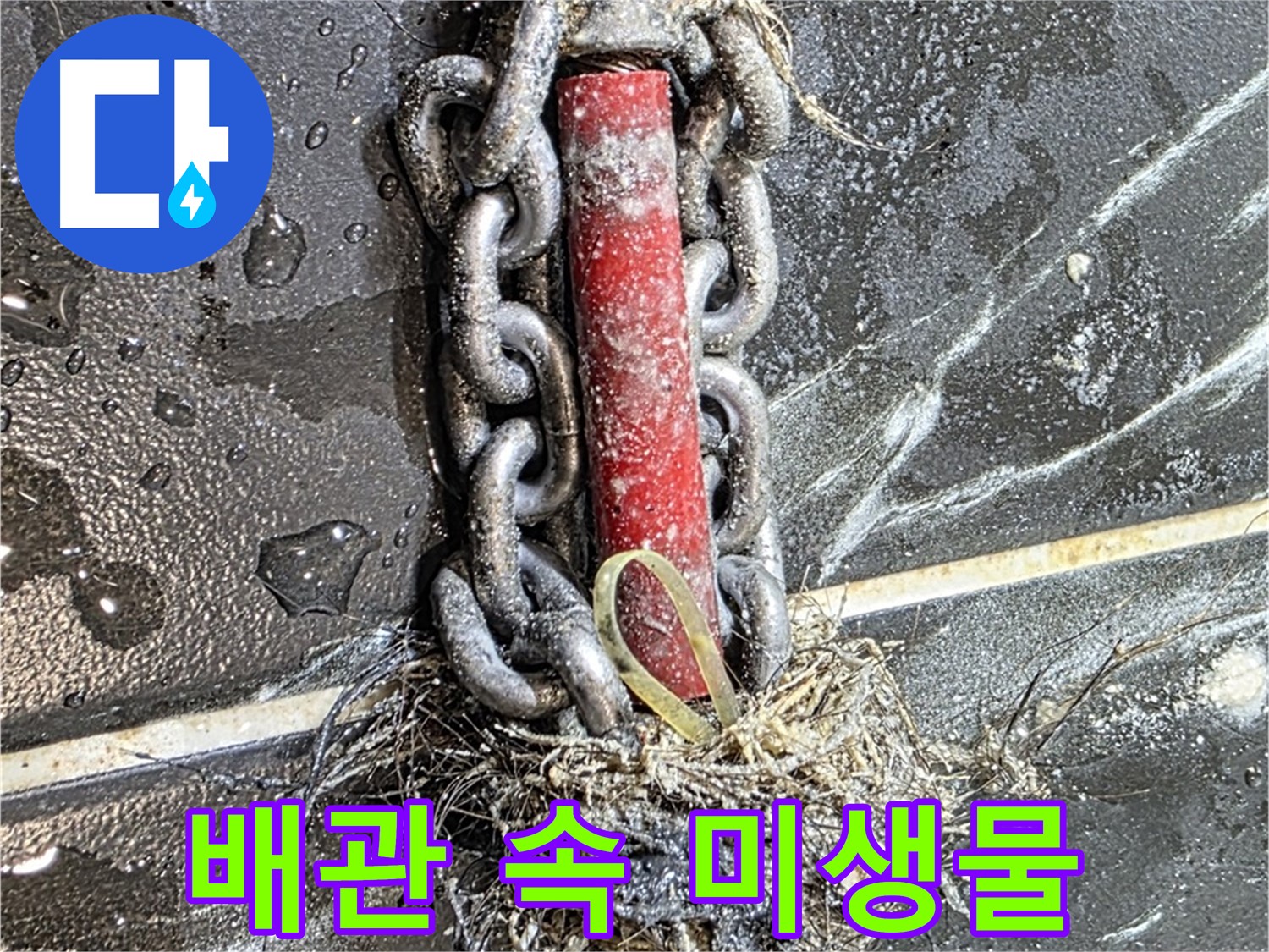 중계동 현대5차 아파트 누수 - 배관 속 '미생물'처럼 엉켜있는 이물질 덩어리