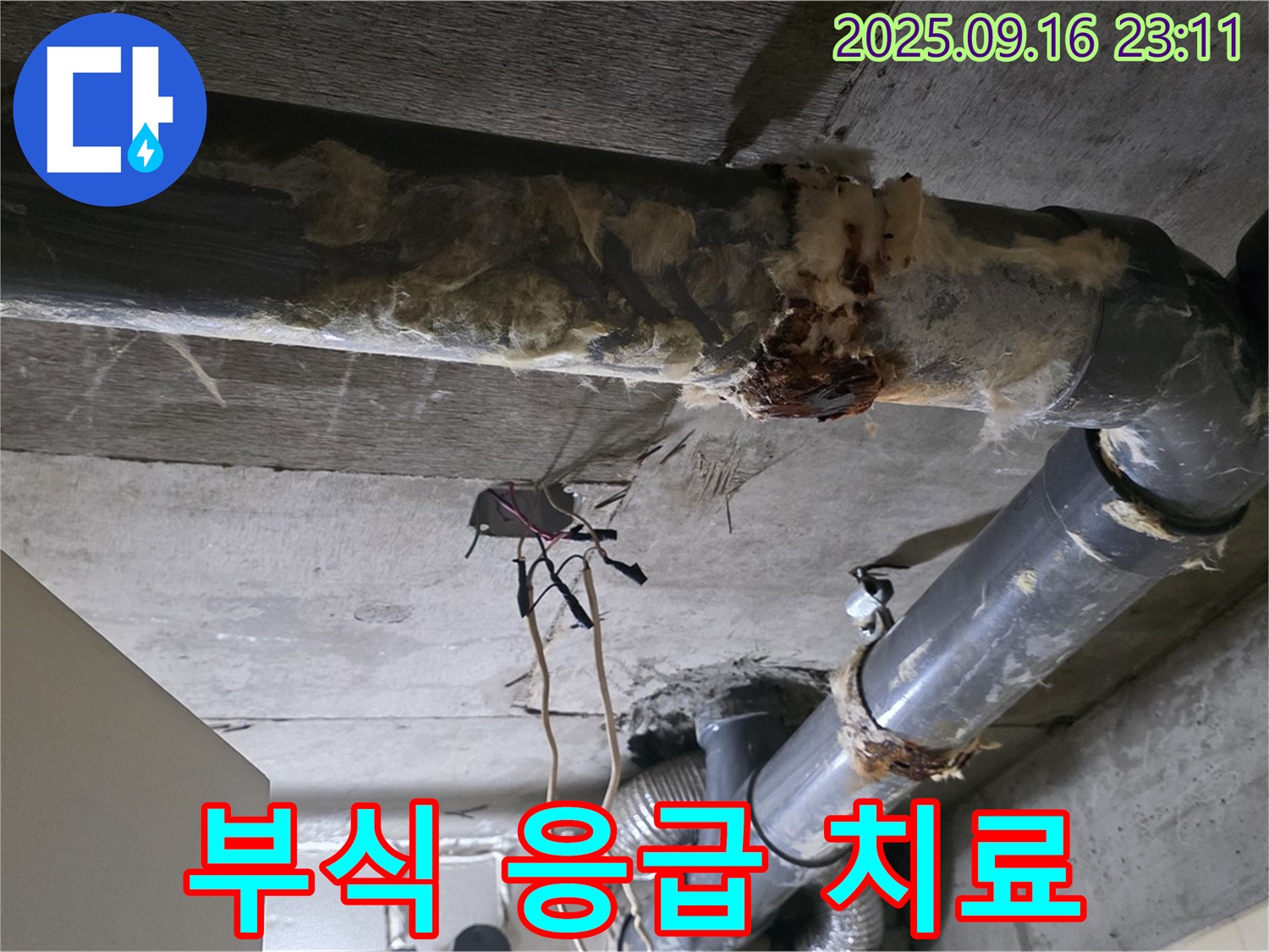 은평구 신사동 새절역 현대아파트 누수 - 부식된 배관, 응급 치료가 시급한 상황입니다.