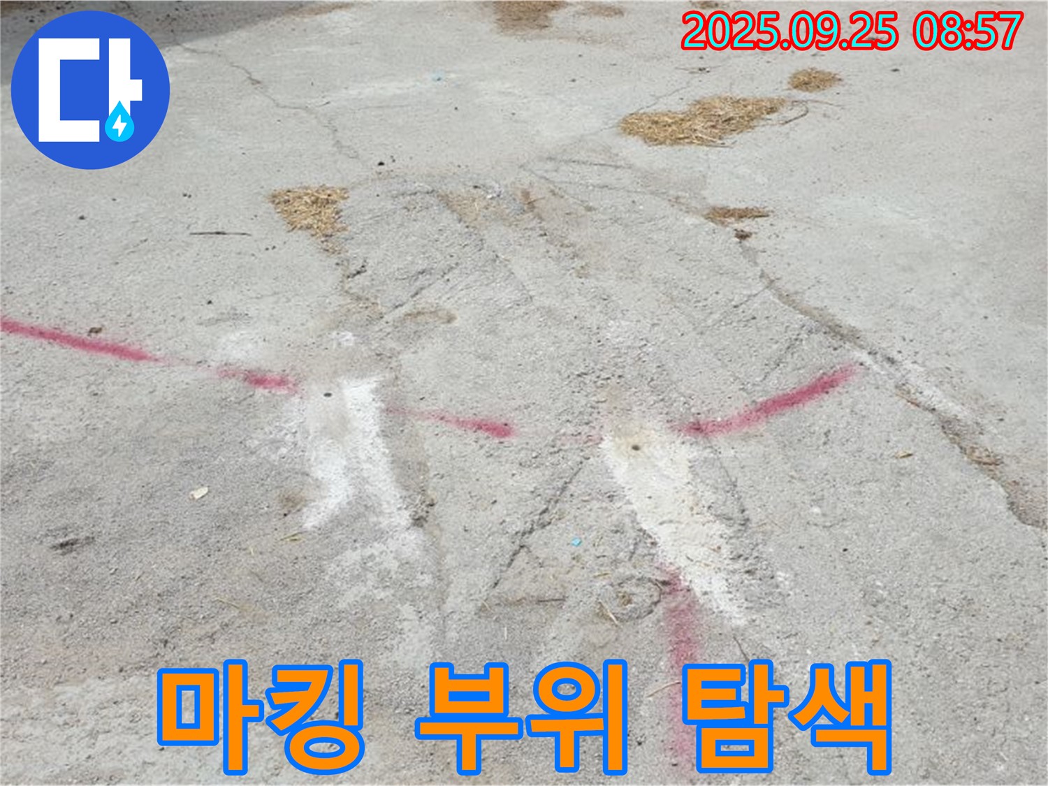 붉은색 마킹 부위 집중 탐색 후 고객 만족을 최우선으로 하는 맞춤형 솔루션 제공 - 양주시 백석읍 복지리 누수 탐지