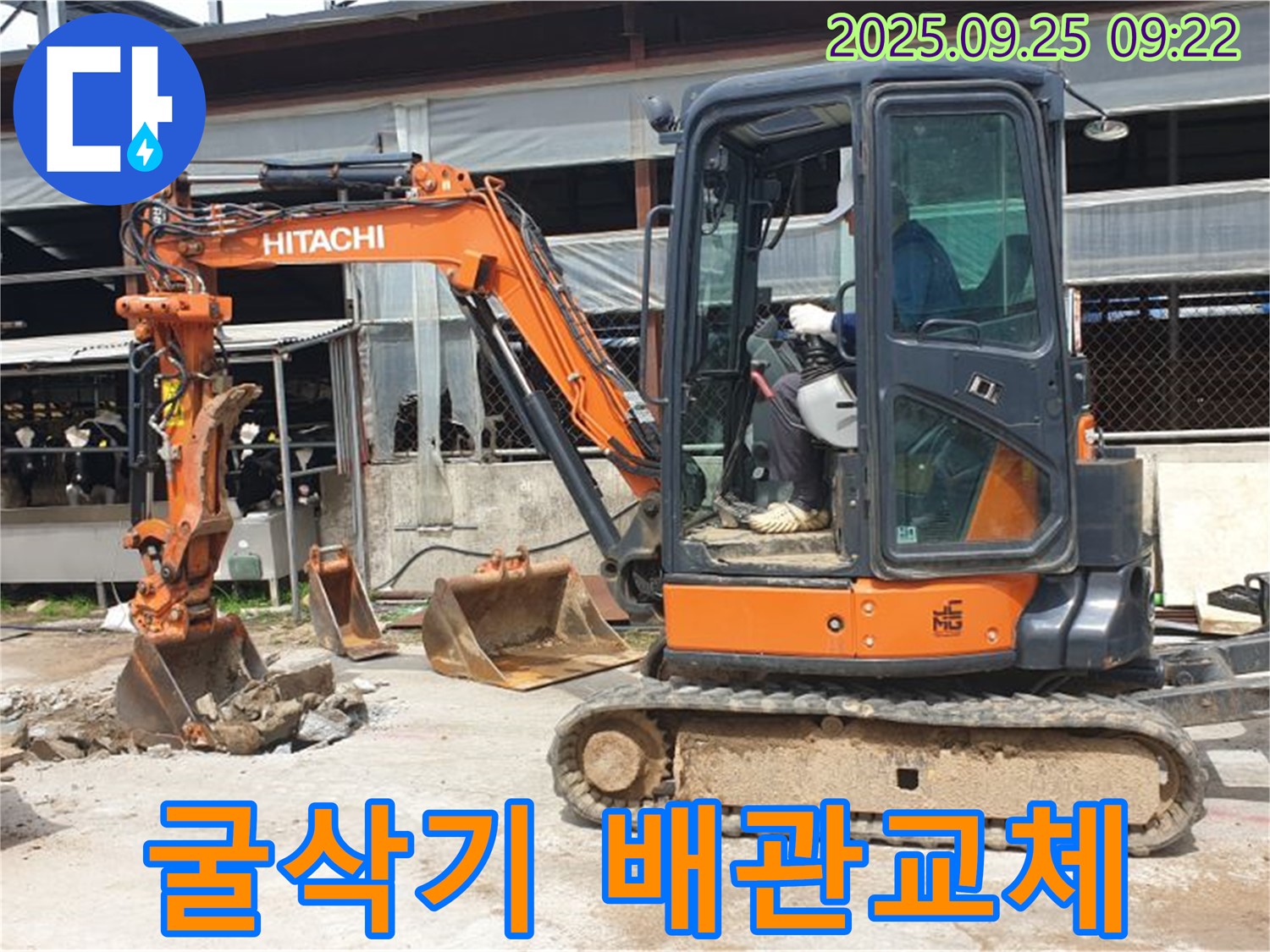 양주시 백석읍 복지리 누수 현장 - 굴삭기를 이용하여 노후 배관을 완벽하게 교체하는 모습입니다.