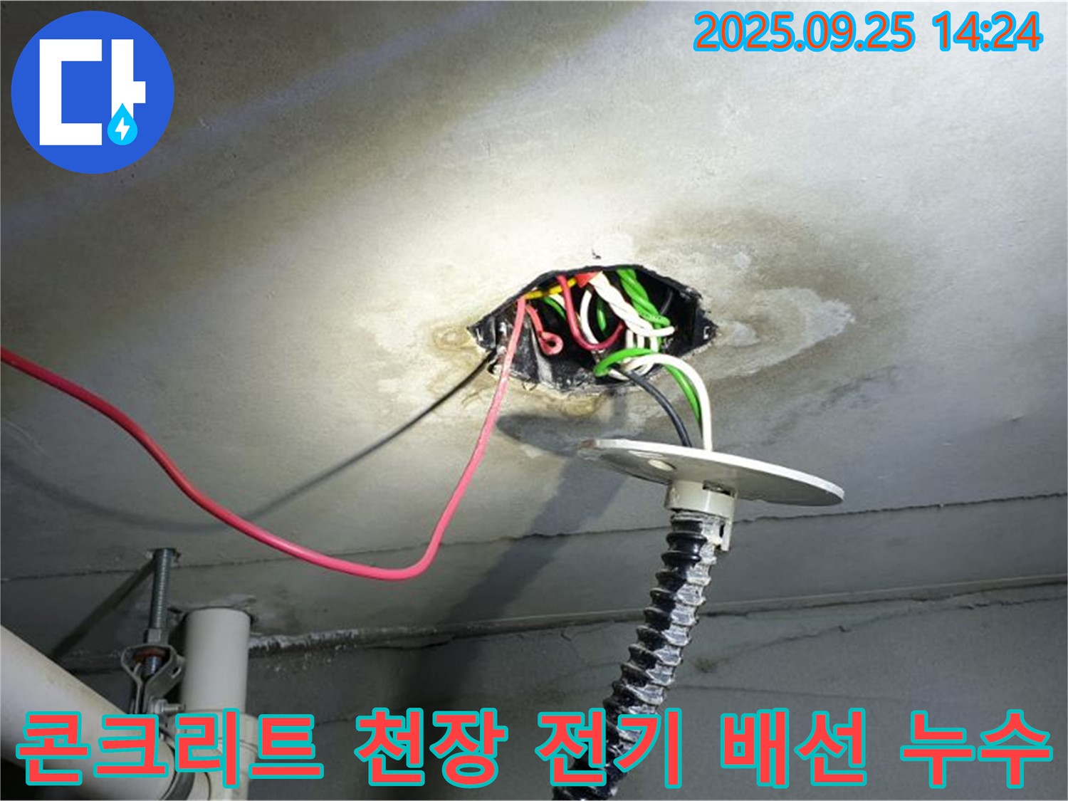 의정부1동 누수 - 콘크리트 천장 전기 배선 누수 완벽 시공으로 문제 해결