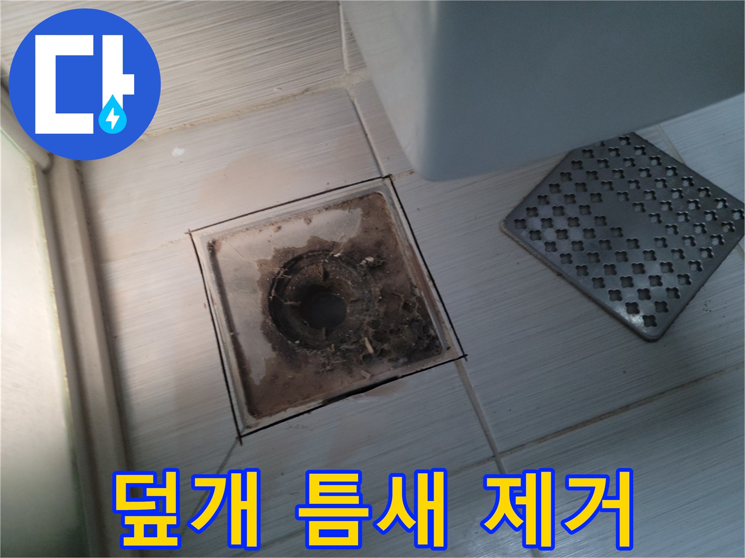 욕실 배수구 덮개 - 틈새 오염 - 스팀 청소로 완벽 제거