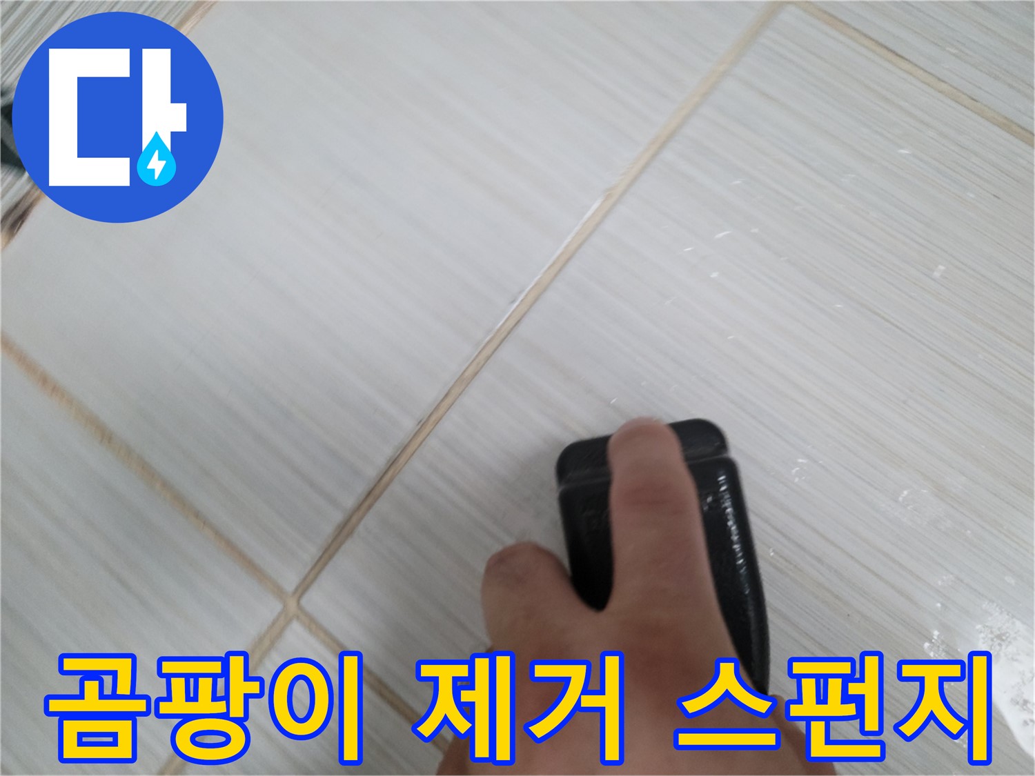 타일 틈새 - 곰팡이 제거 스펀지 사용 중