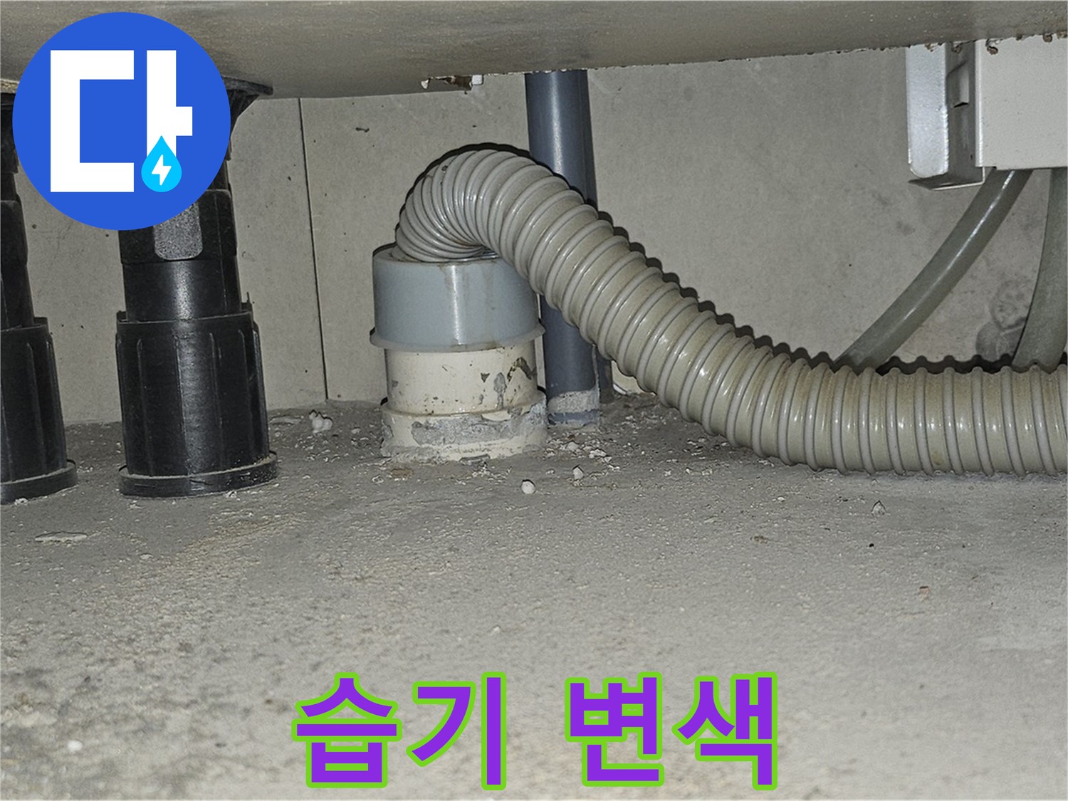 현대시티 누수 - 싱크대 하수구 백시멘트 주변 습기로 변색
