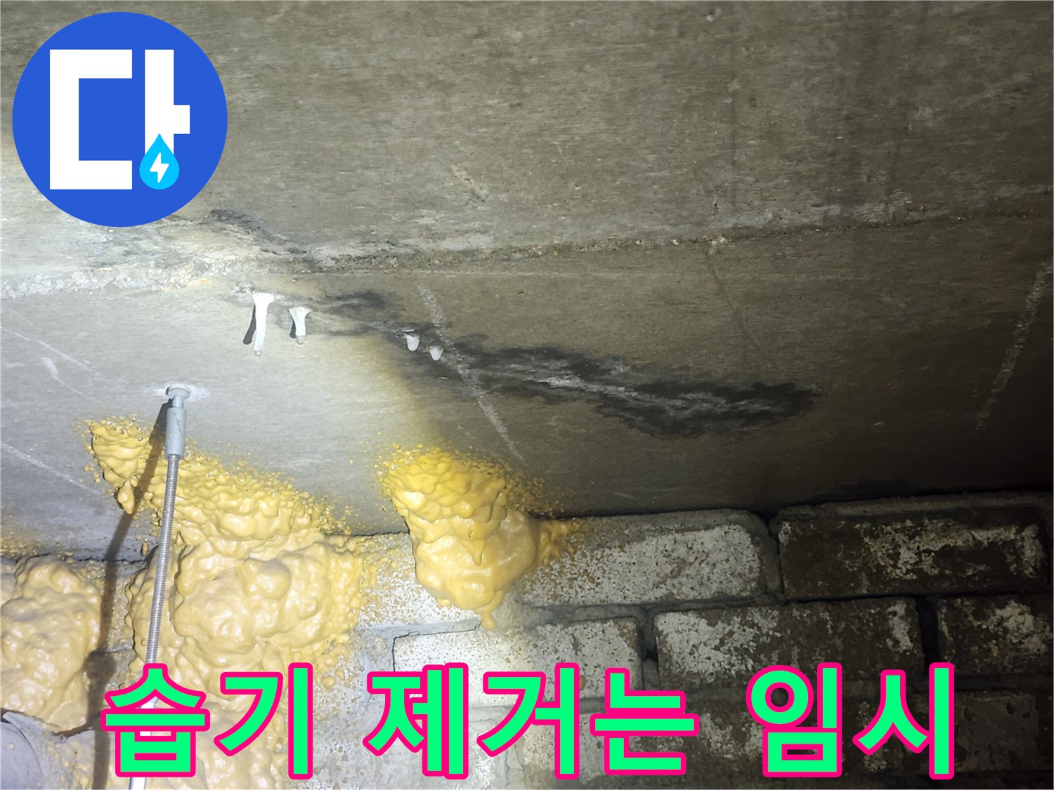 래미안 아파트 누수 - 석회수 종유석, 습기 제거만으로는 해결 불가
