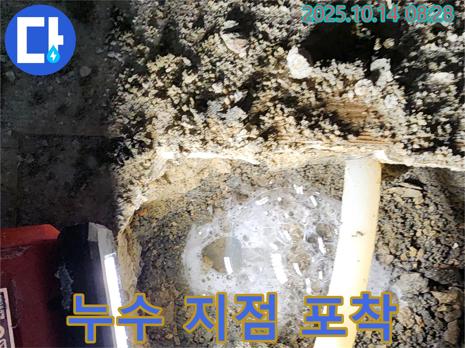 양주 두곡리 누수 현장에서 첨단 장비로 누수 지점을 정확하게 포착한 모습 - 누수 해결의 첫걸음은 정확한 위치 파악입니다.