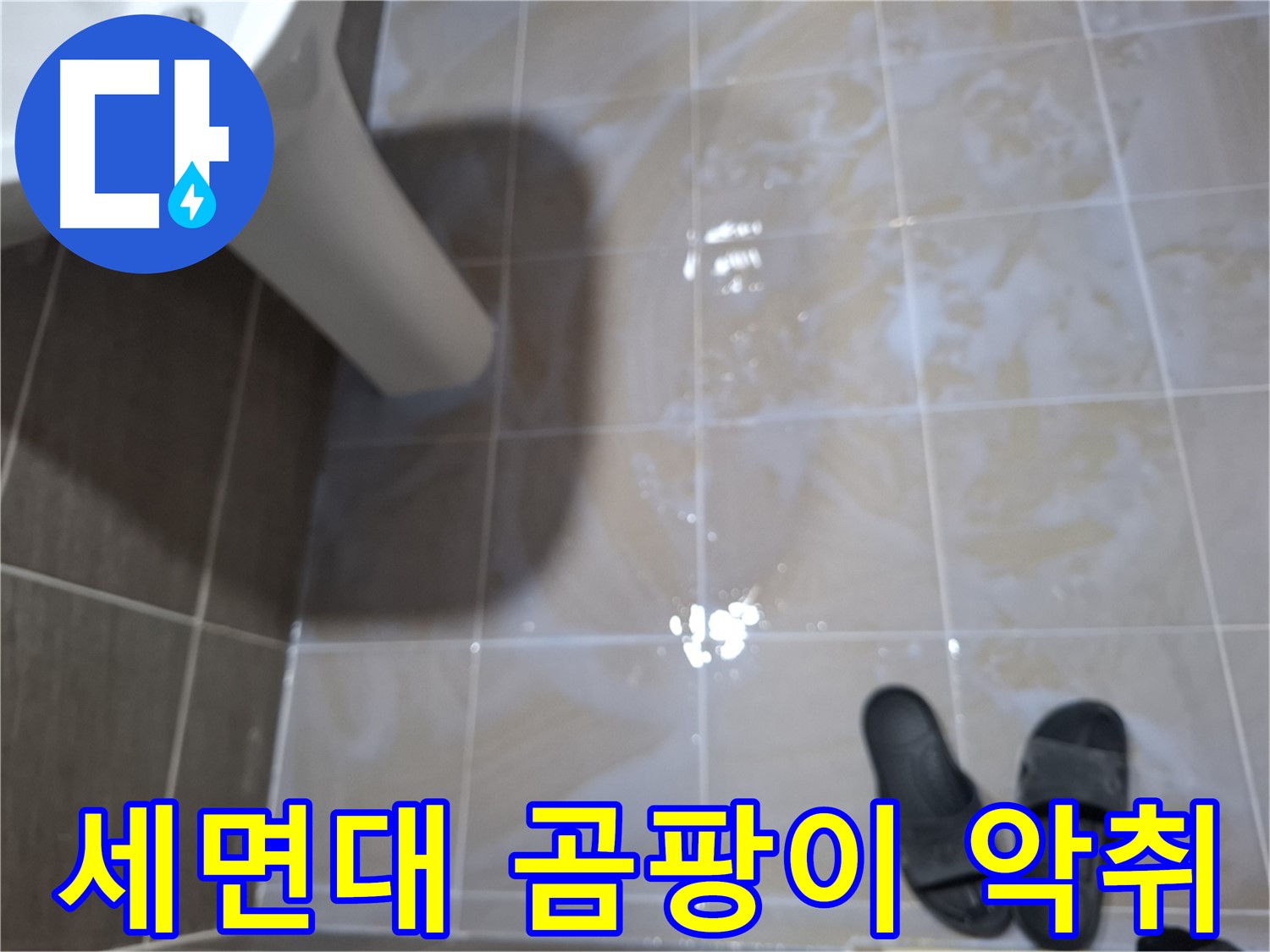성남시 삼평동 세면대 누수 - 타일 틈새 검은 곰팡이와 악취가 심각한 세면대 누수