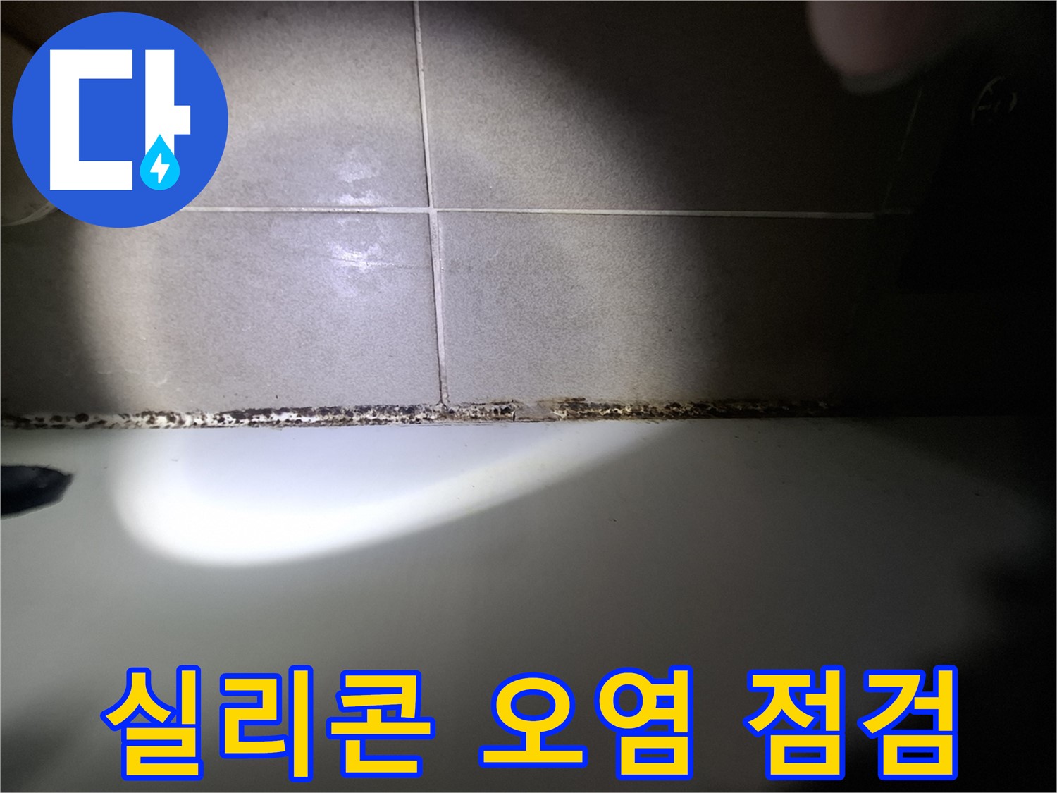 욕조 실리콘 곰팡이 - 심각한 오염 상태 - 긴급 점검 필요