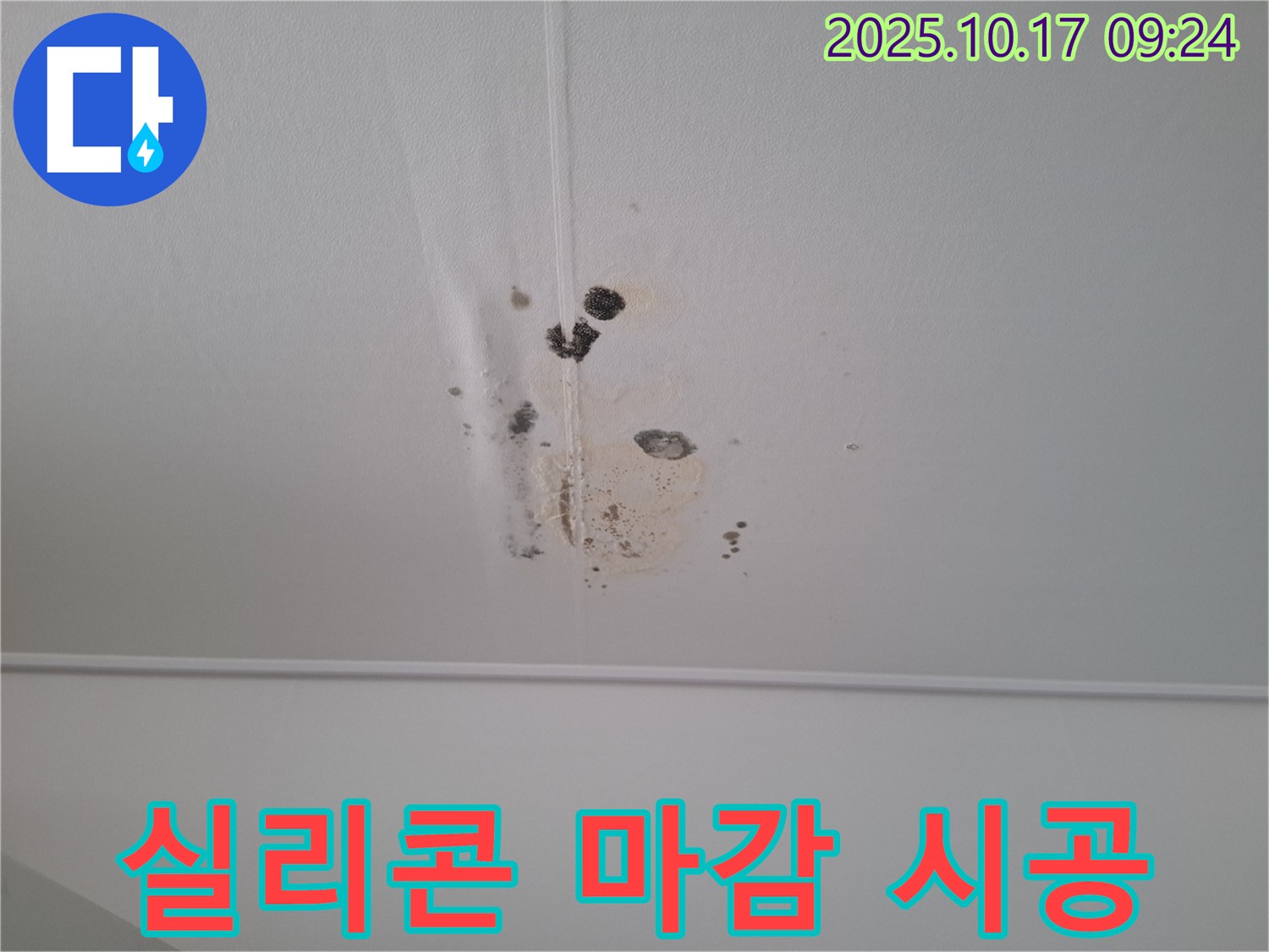 판교 봇들마을 아파트 천장 누수 - 곰팡이 방지 실리콘 마감 시공