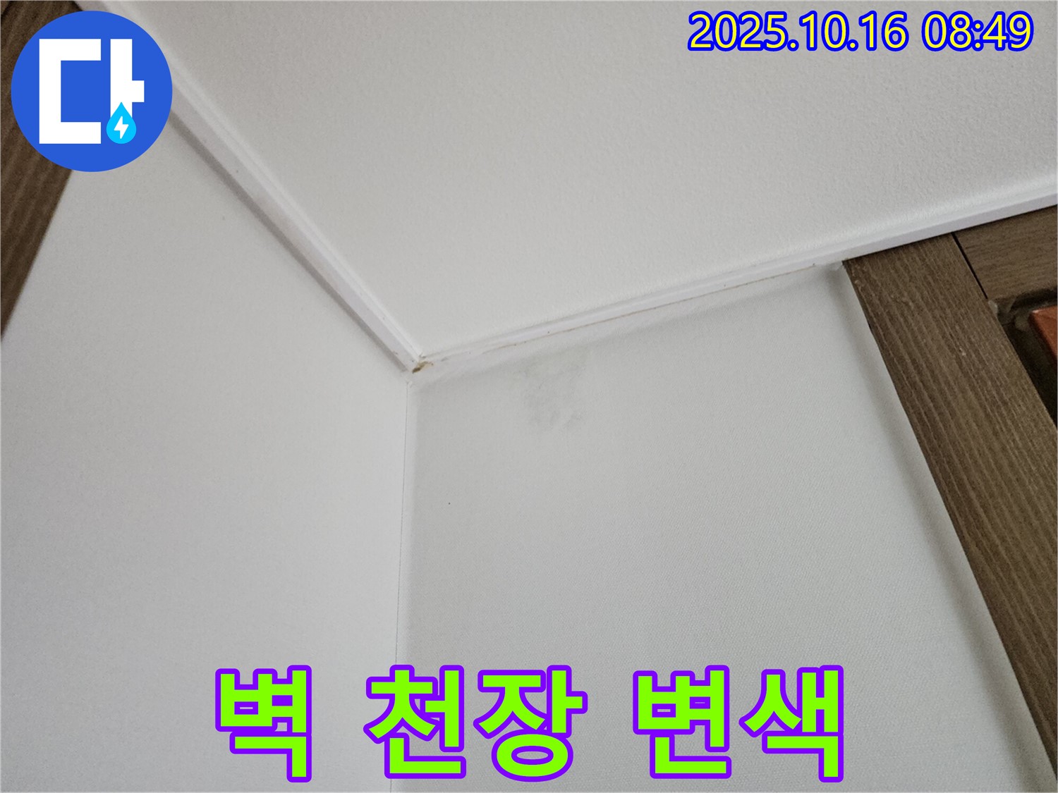 양주시 남면 경신리 벽-천장 변색 - 곰팡이 초기 증상일 수 있으니 주의하세요.