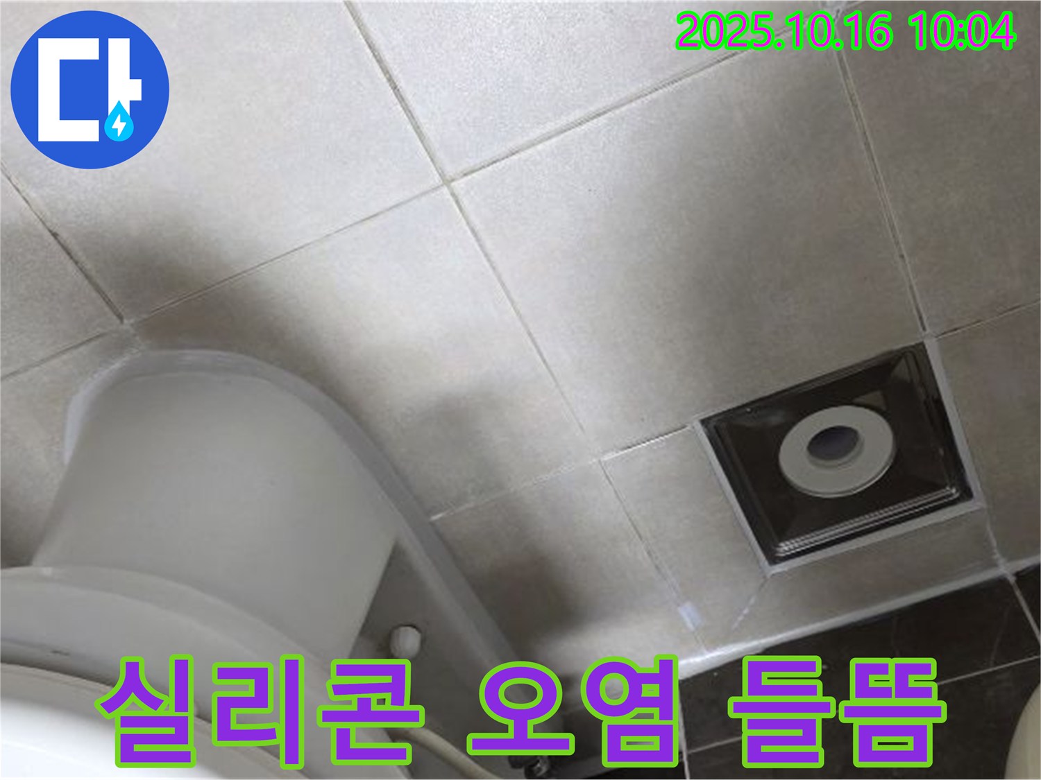 양주 옥정동 율정마을 화장실 누수 - 변기 옆 타일 틈새 실리콘 오염 및 들뜸으로 인한 누수