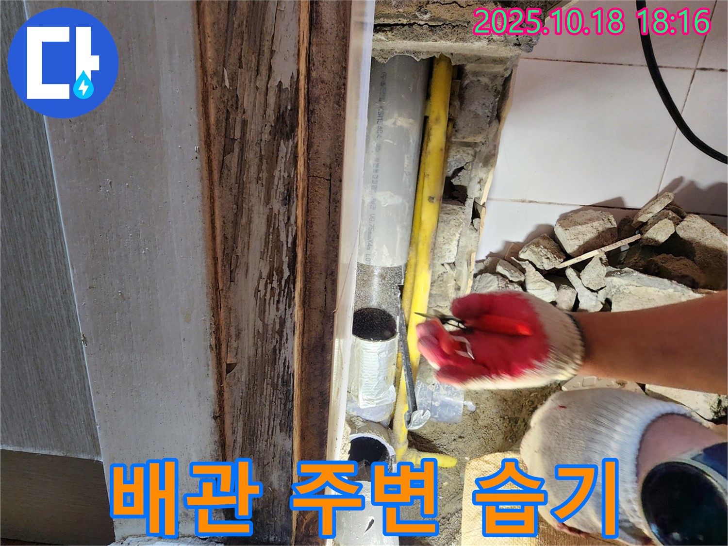 양주 장흥면 교현리 누수 - 배관 주변 습기 - 꼼꼼한 점검으로 초기 누수 발견!