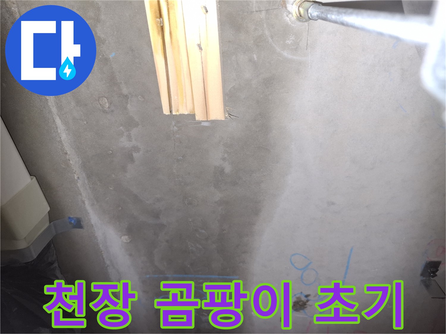콘크리트 천장 누수 - 곰팡이 발생 초기 단계