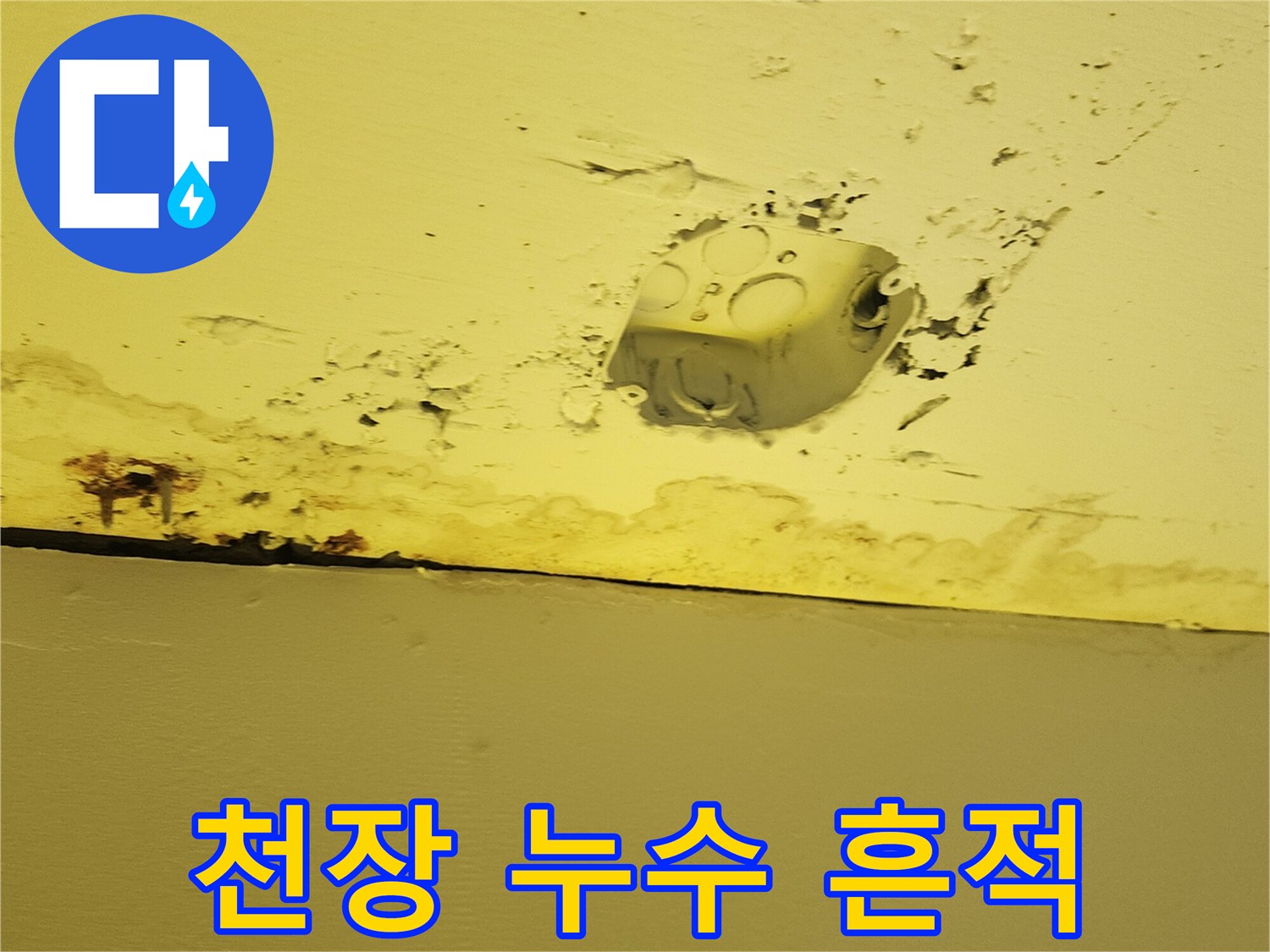 양주시 하패리-상가 천장 패널의 누수 얼룩과 오염된 상태
