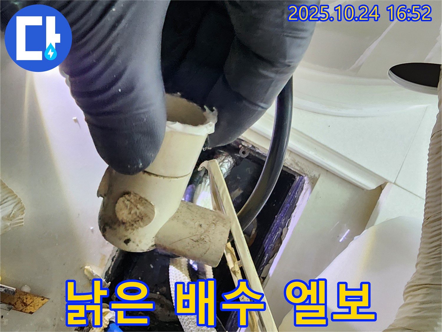 양주 고읍동 누수 현장 - 낡은 배수관 엘보를 확인 - 꼼꼼한 점검으로 누수 문제를 해결합니다.