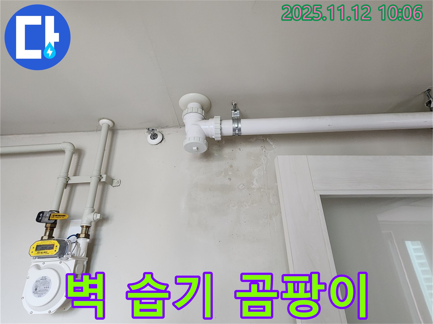 벽에 습기 - 곰팡이 번식 직전! 누수 해결로 쾌적하게!