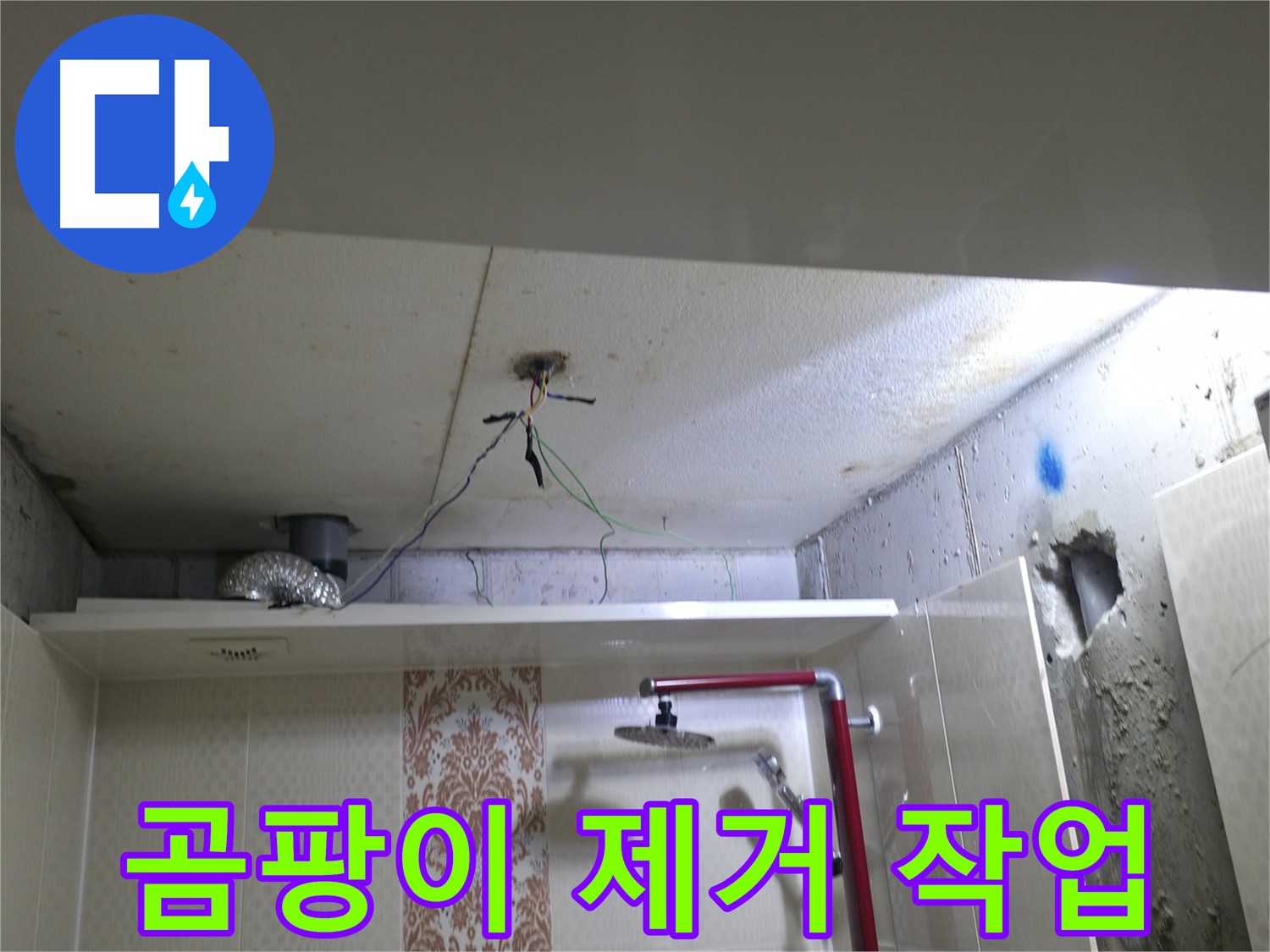 성북구 북악동 스카이힐스테이 - 욕실 천장 곰팡이 제거 작업 중
