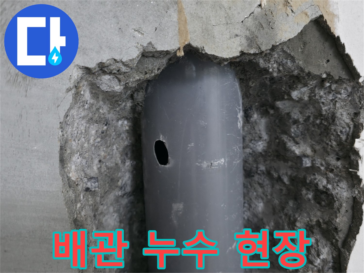 성북구 스카이힐스테이 아파트 누수 - 배관의 손상된 부분에서 물이 새는 모습 생생하게 포착