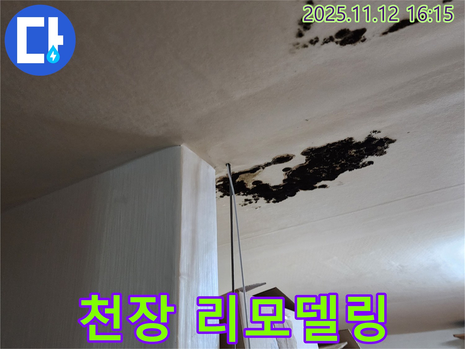 곰팡이 천장 - 누수 해결 - 깨끗한 천장 리모델링 - 포천 군내면 구읍리 누수