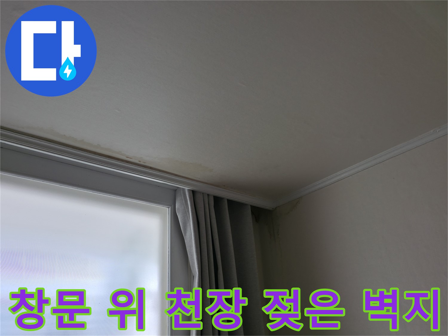 창문 위 천장 - 젖은 벽지 누수 해결 전문 업체