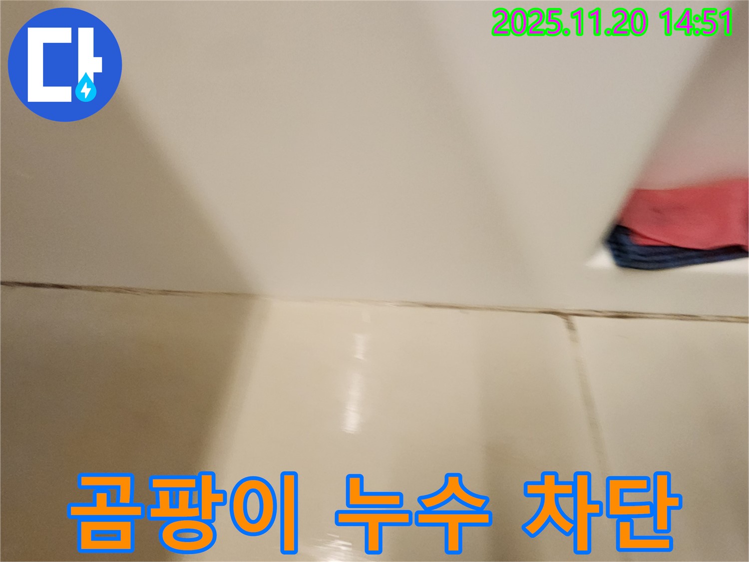 포천 가산면 마산리 - 곰팡이 핀 타일 틈새 누수 - 곰팡이 제거와 완벽 방수 시공으로 누수 원천 봉쇄!
