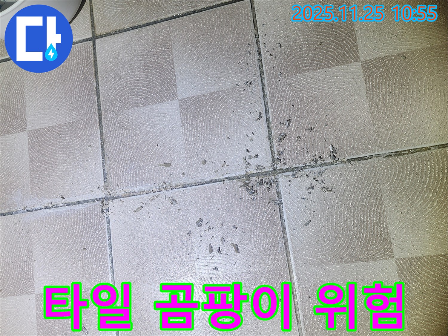 센트럴타운로 아파트 - 깨진 타일 틈새는 곰팡이 번식에 최적의 환경을 제공합니다 - 이의동 e편한세상 광교