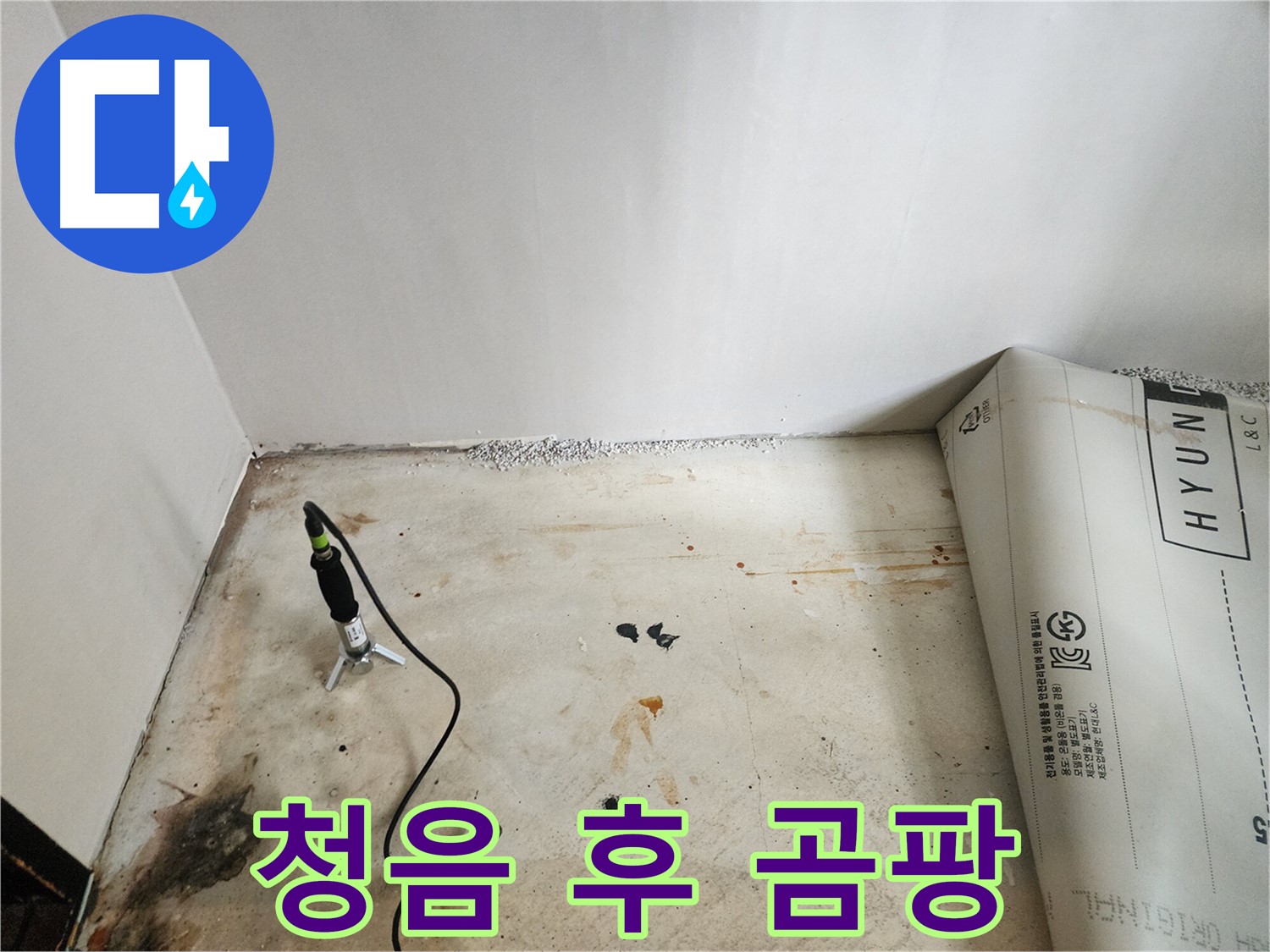 광진구 누수탐지 - 청음 탐지 후 누수 부위 주변에서 곰팡이를 발견하고 원인을 파악하고 있습니다.