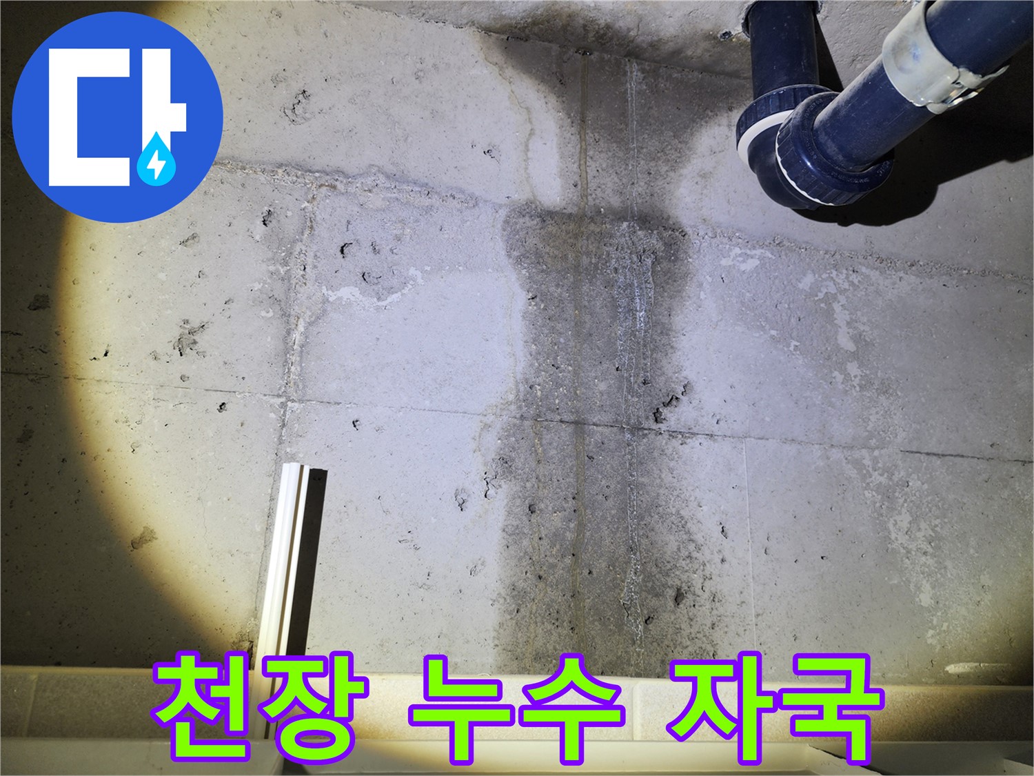 동두천 지행동 아파트 천장 누수 - 누수로 인한 천장 손상 확인